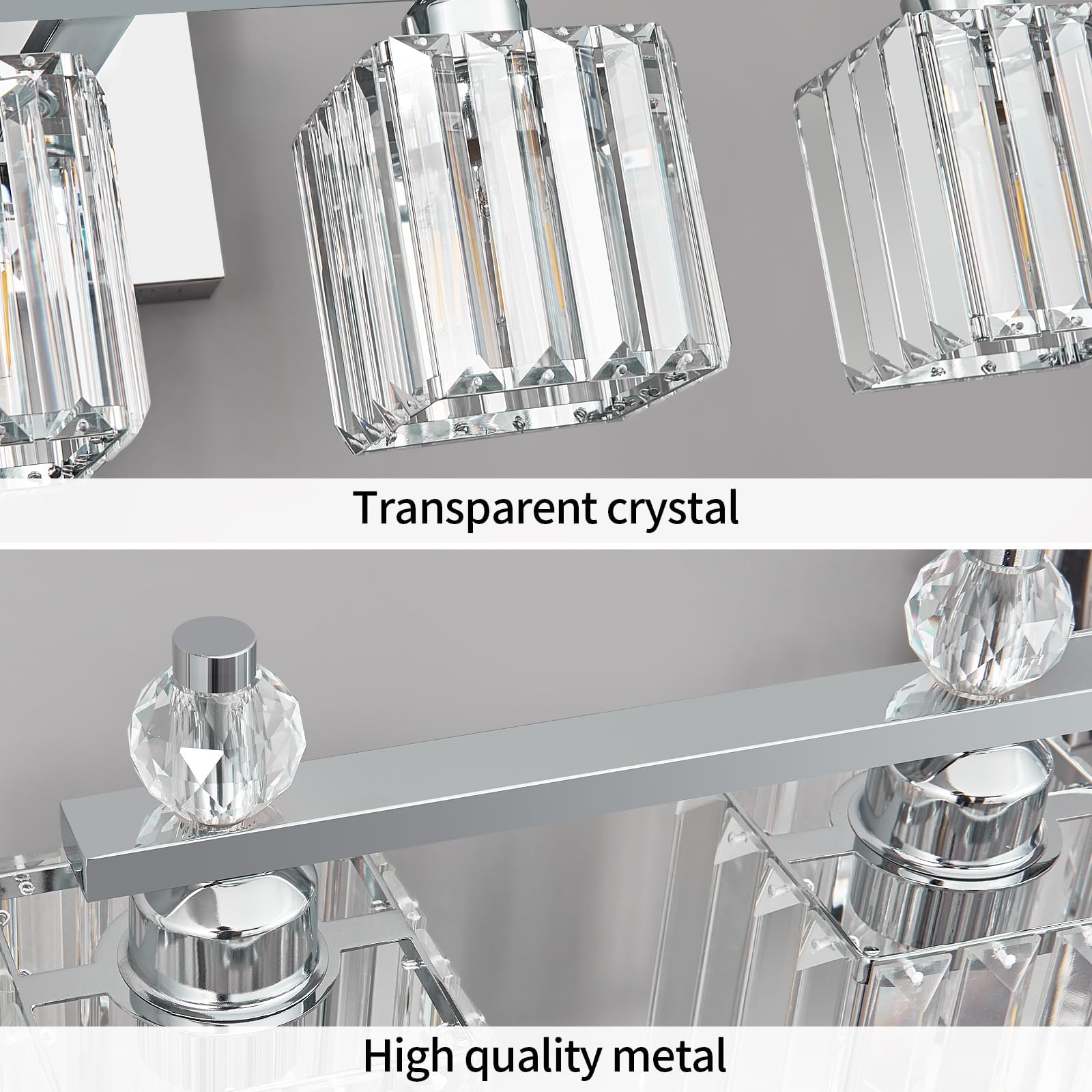 FDPBY 6-Light Vanity Light Chrome Metal Crystal Bathroom Fixture Model 290