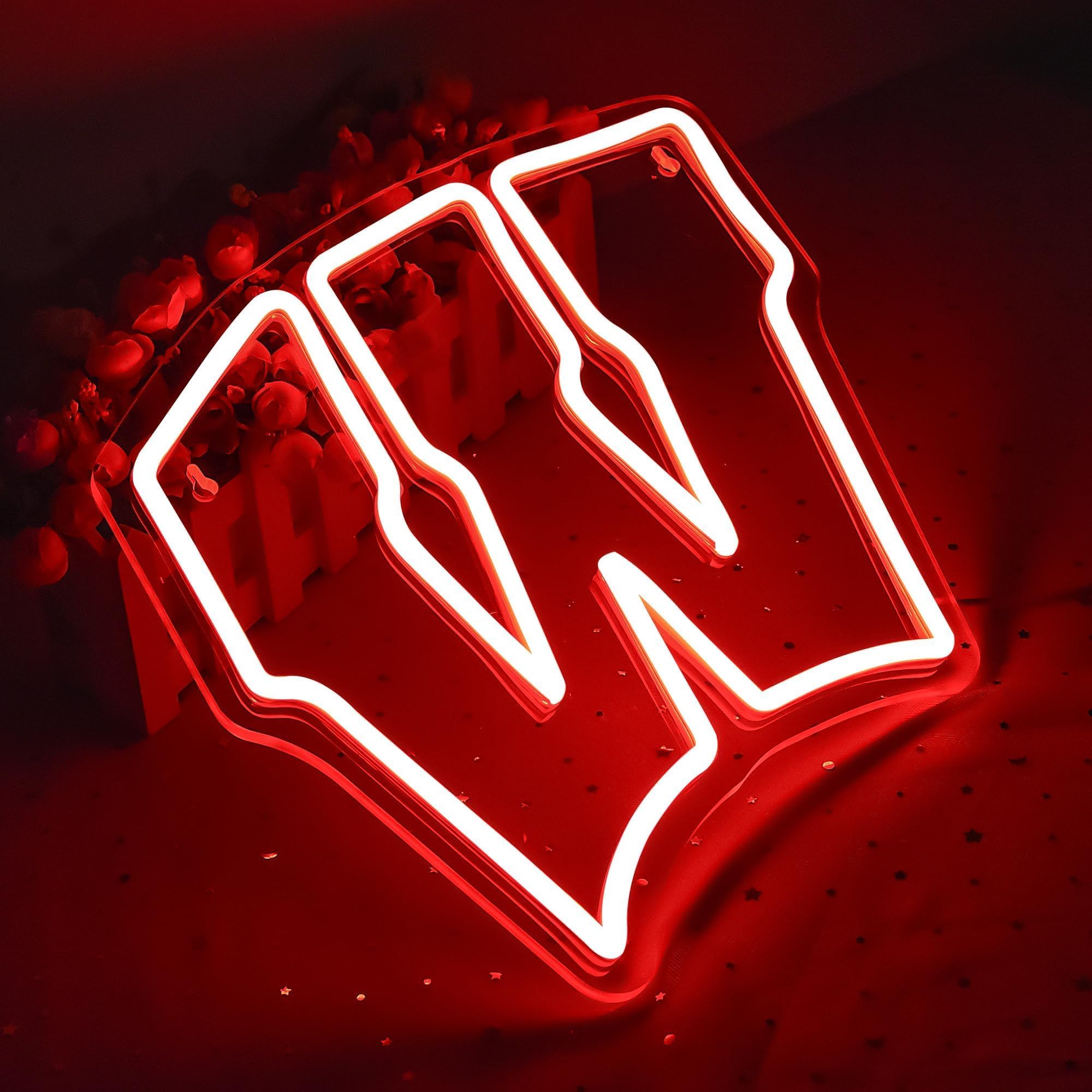 FTMGGDG University Neon Sign, Wisconsin Red LED Football Team Logo, 13.18in Acrylic Decor for College Students & Sport Fans