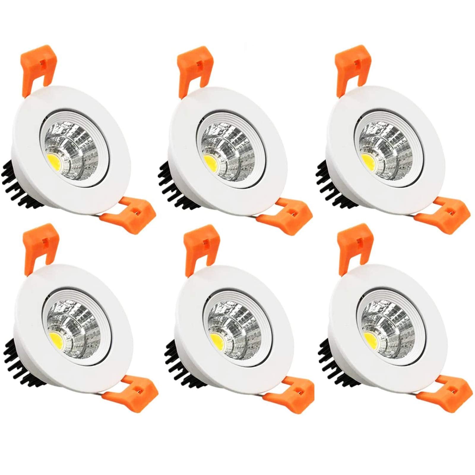 Inshareplus 2 Inch Led Downlight, 3W Recessed Lighting Cob Dimmable, 5000K Daylight White, Cri80, Led Ceiling Lights With Led Driver, 6 Pack