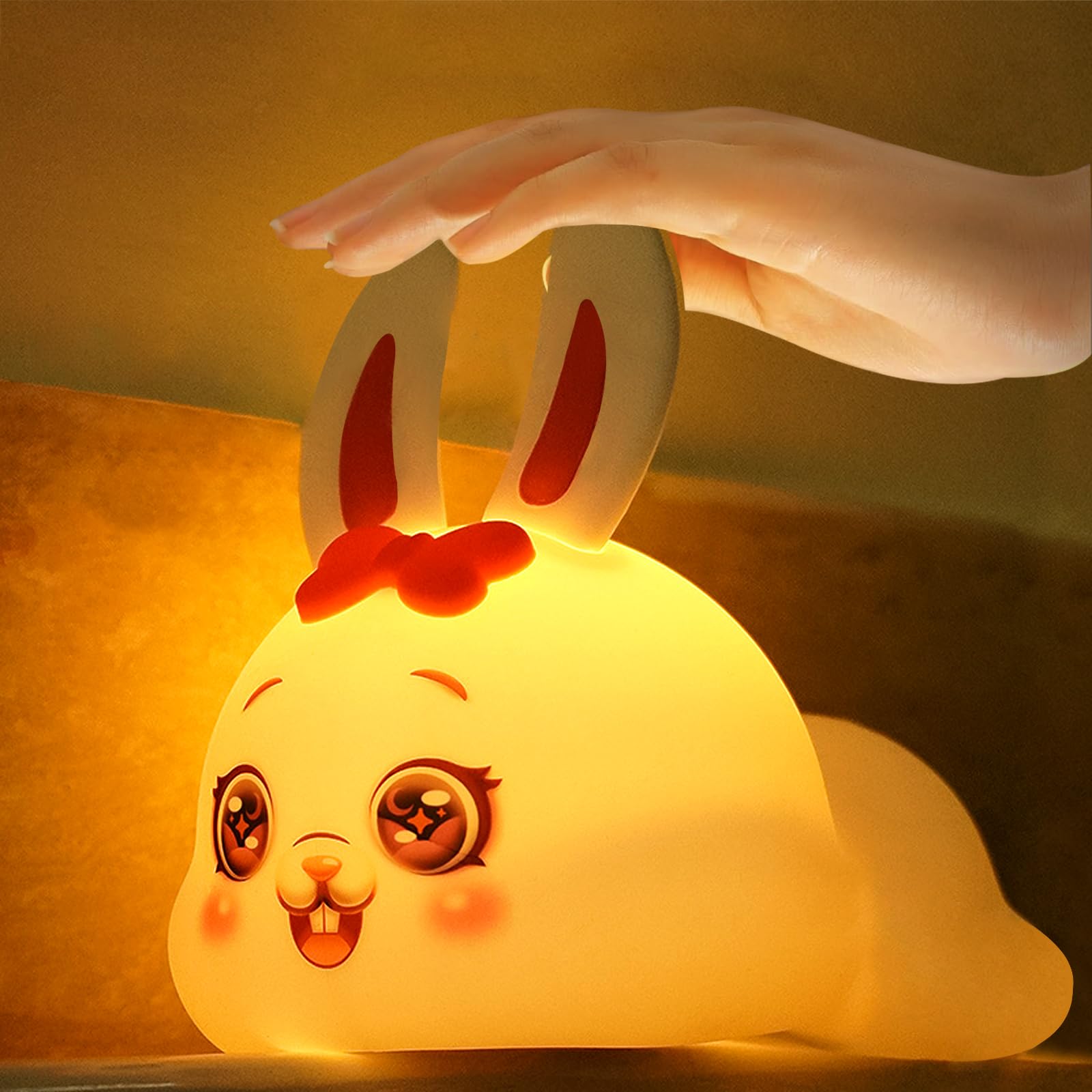BIUTYVOICE Bunny Night Light for Kids, 7 Colors LED Nightlight for Bedroom, Cute Rabbit Nursery Night Lamp for Girls Boys, Cute