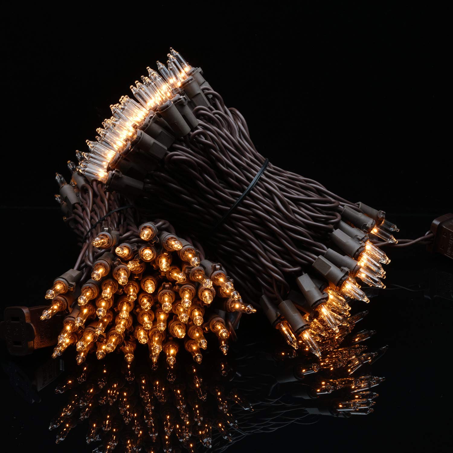 Yuletime Clear Christmas Lights, 66Ft 200 Count, Ul Certified, Brown Wire, Incandescent Mini Light Set, Model Dds-L-100E/2F