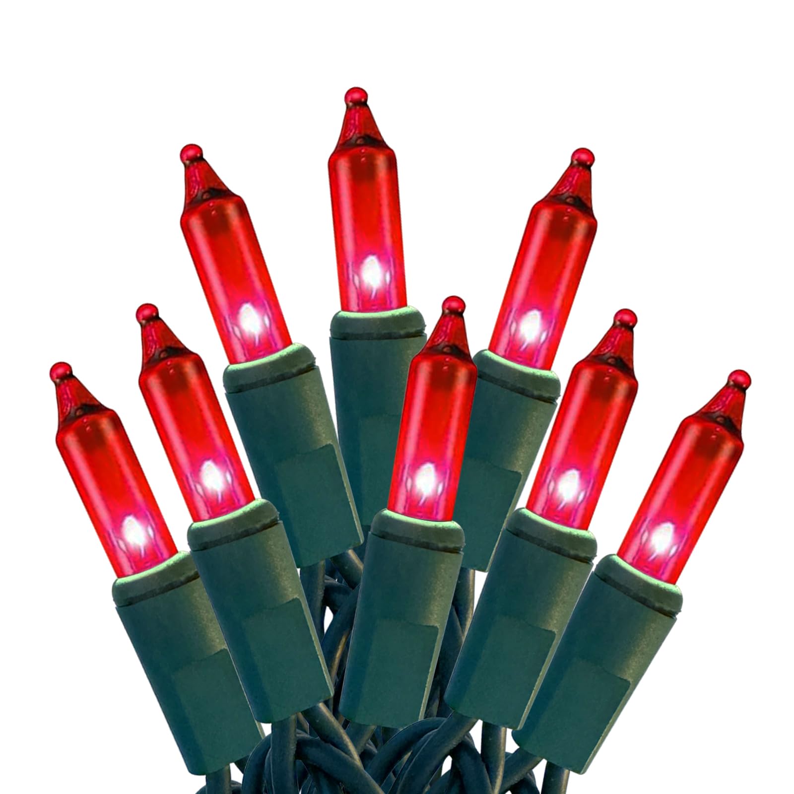 HISHINY Christmas Lights 100 Count Red String Lights 21ft Green Wire UL Certified for Indoor Outdoor Decorations