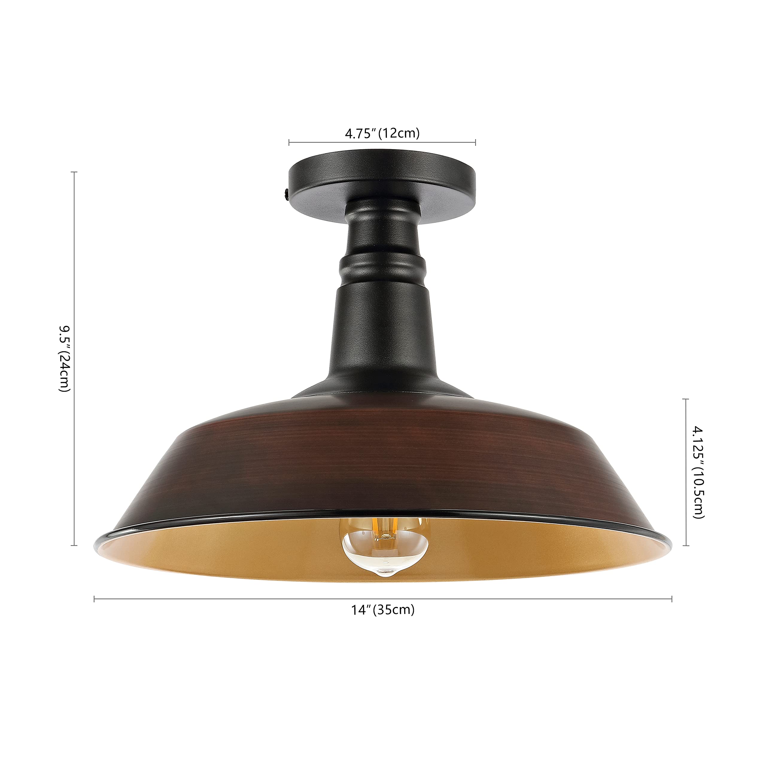 JONATHAN Y Camila 14in 1-Light LED Semi Flush Mount, Iron, Oil Rubbed Bronze/Copper, Model JYL7617G
