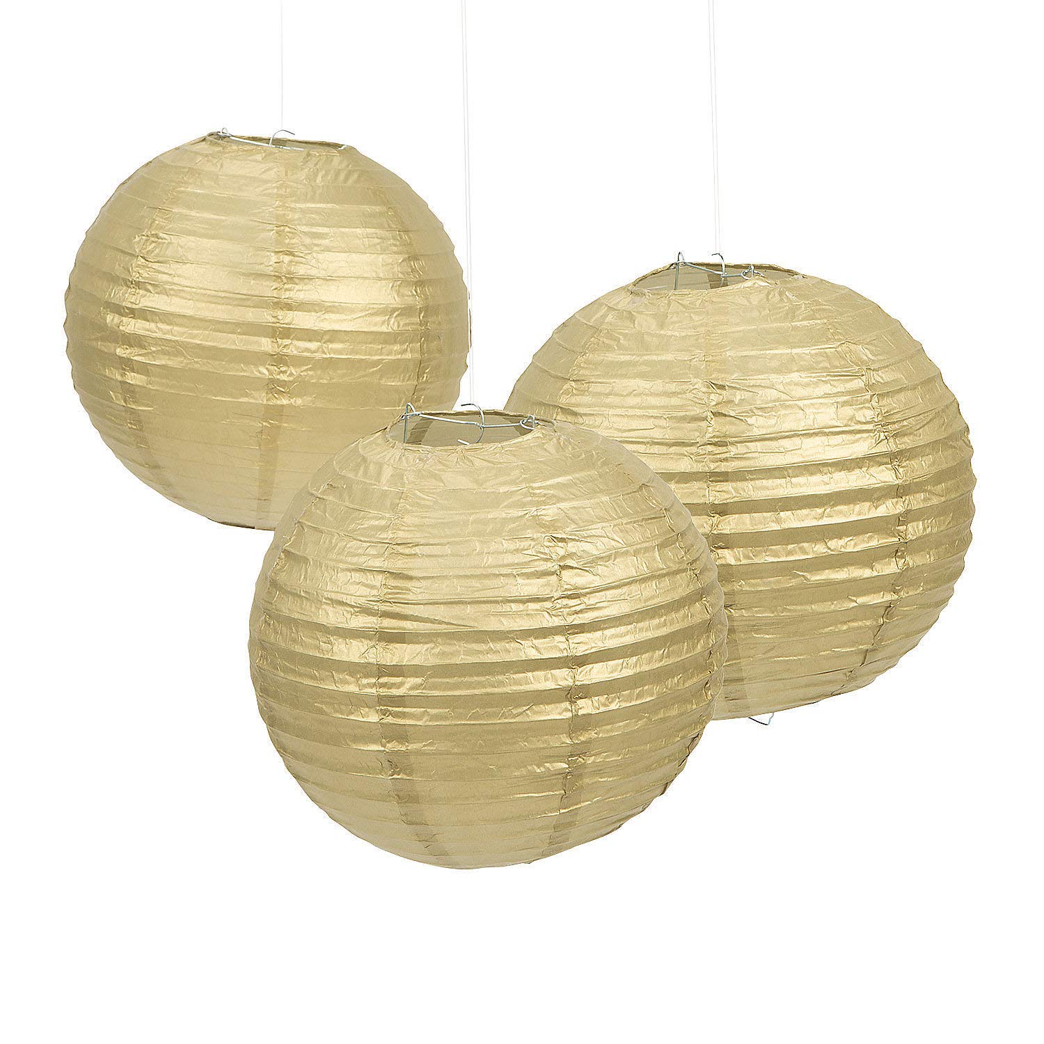 Fun Express - Gold Lanterns, 12'' Balloon Lanterns (Includes Wire) (1-Pack Of 6)