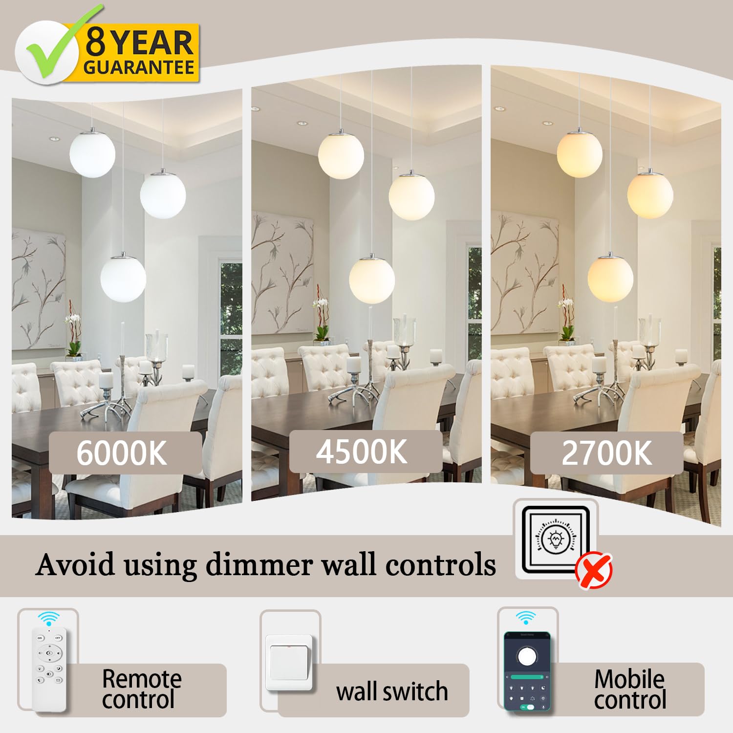 Ykolupty 3-Light Silver Chandelier With White Globe Glass Dimmable Ceiling Light Glass Pendant Light For Kitchen Island, Dining