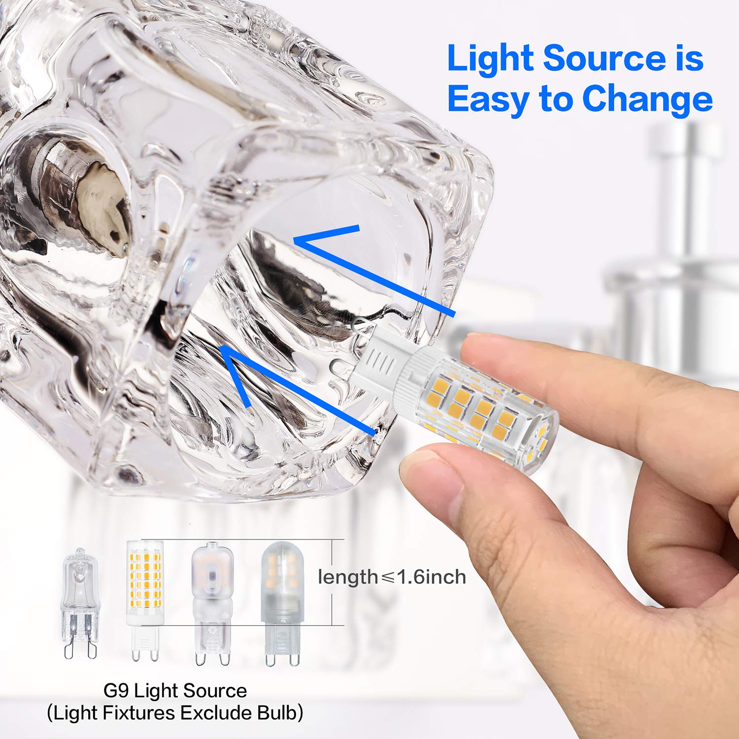 Presde Modern 6-Lights Led Vanity Light For Bathroom, Chrome Finish, Model Hu-Xi-201, Excludes Bulb