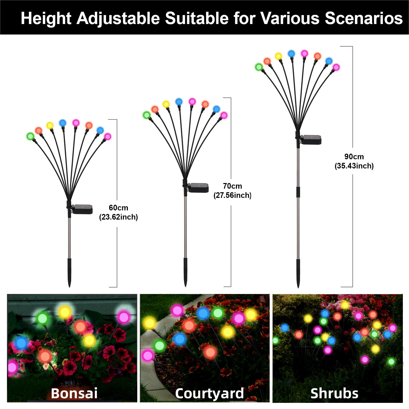 Galavasen Solar Firefly Lights Outdoor Waterproof, 8 Mode Rgb Color Changing Firefly Swaying Solar Lights For Outside Yard Patio