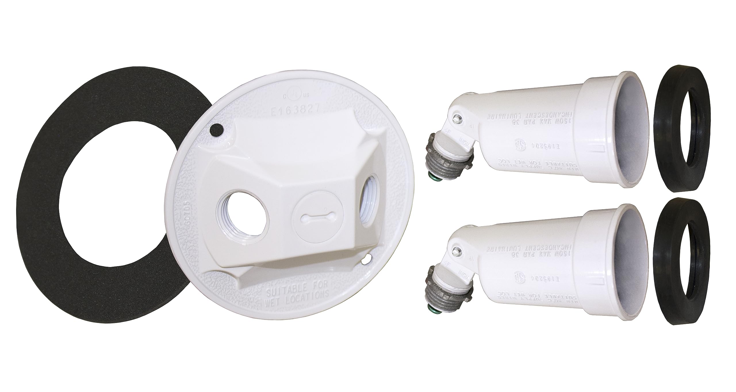 Sigma Electric Lampholder Kit, Weatherproof, 4-1/4 In. Dia, Plastic, Model 14782WH, White