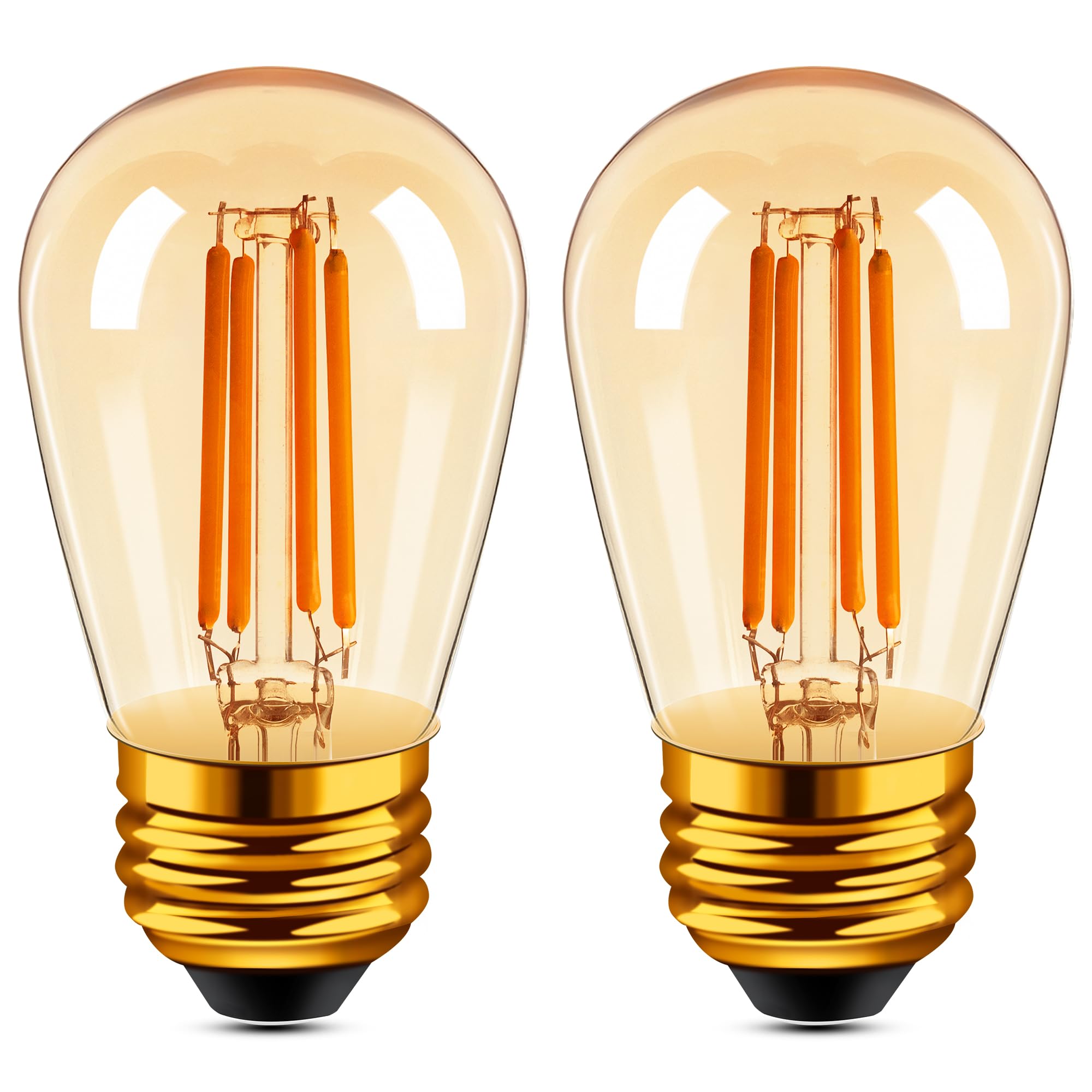 Grensk E26 Amber Led Light Bulbs 40 Watt Equivalent, S14 4.8W Low Watt Light Bulb, 2700K Warm White Retro Filament Edison Warm B
