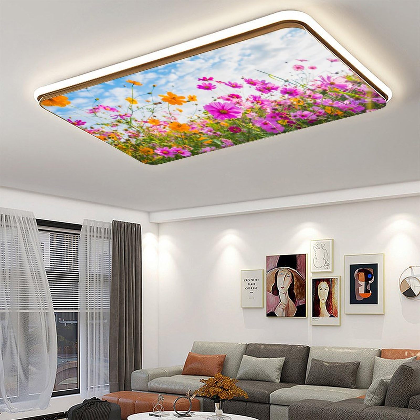 2Pack Fluorescent Light Covers Magnetic Light Cover,Fluorescent Light Shade Panel Ceiling Light Covers,Flower Fluorescent Light Covers For Classroom,Office And Home Drop Ceiling, 4 X 2 Feet