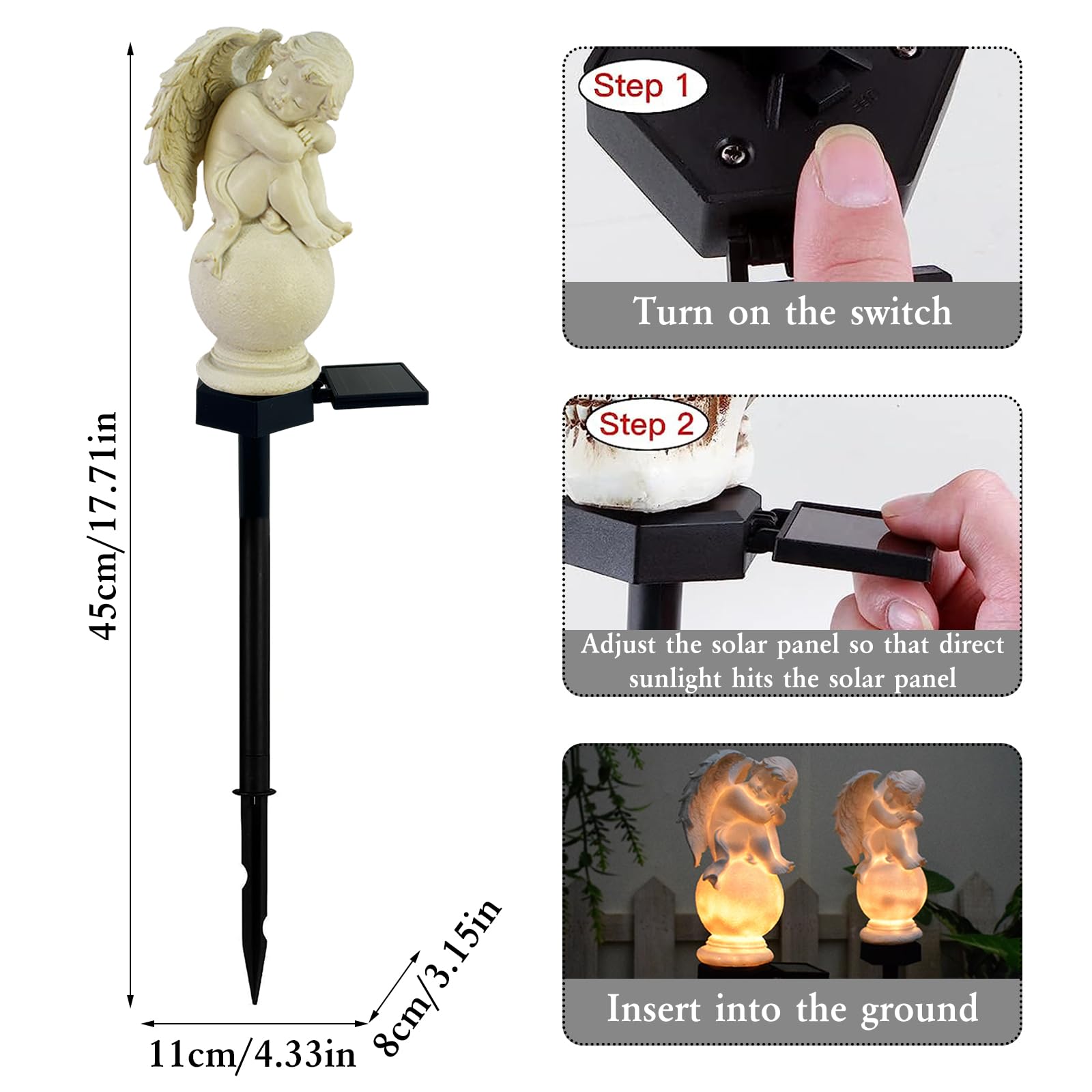 LAIAMER Solar Light - Waterproof Resin Garden Angel Statue, Sleeping Angel for Outdoor Patio, Yard, Lawn, Gravesite Decor