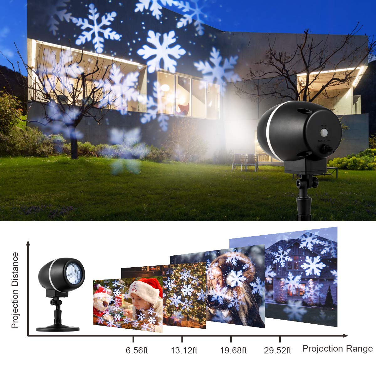Tangkula Christmas Snowflake LED Projector Lights, Remote Control, 5.5in x 5.5in x 13.5in, ABS Material, Model GT-TK-US84742