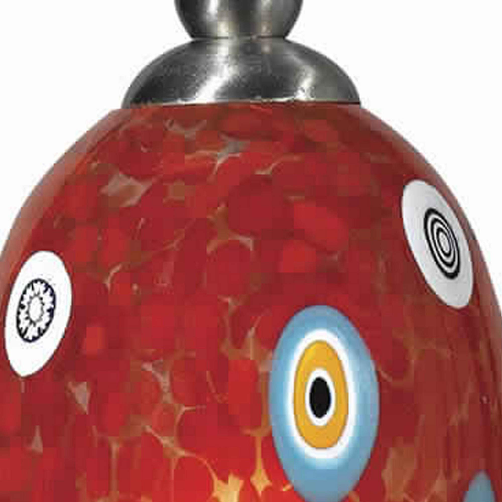 Benjara Bm223617 Tropical Flower Design Glass Shade Pendant Lighting Andecord, Red