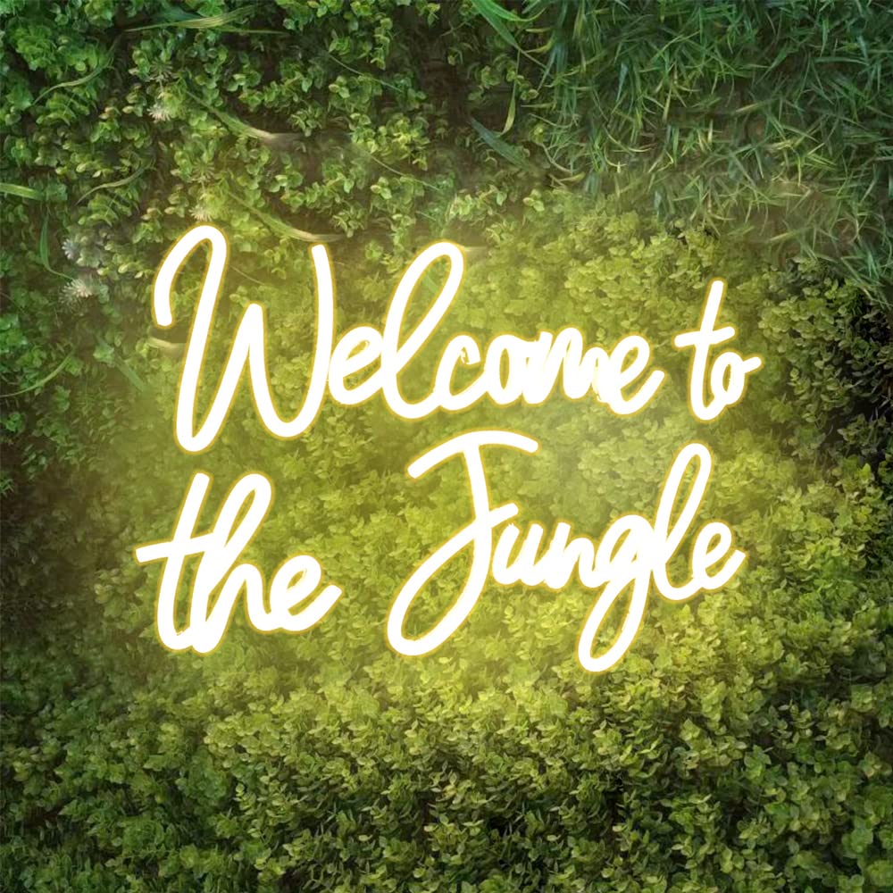 DAKABUKA LED Neon Sign - Welcome to the Jungle - Warm White - 16.5 x 11 inches - USB Light Up Decor for Home, Garden, Bar