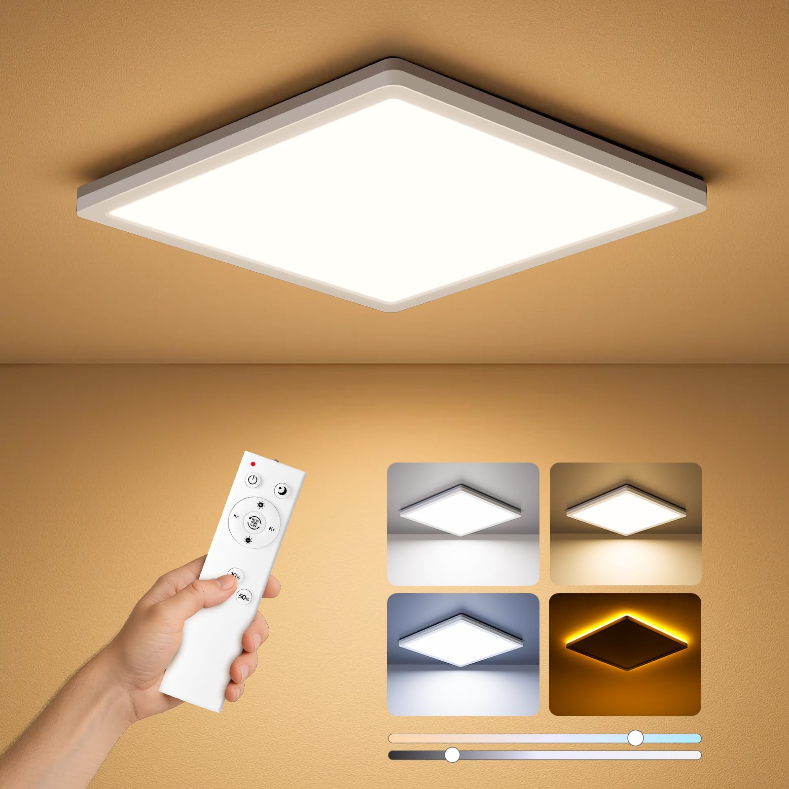 BLNAN Dimmable LED Flush Mount Ceiling Light Fixture, 9 Inch, 18W, 3000K-6500K, White, Model LS-CL-I18W-Dim
