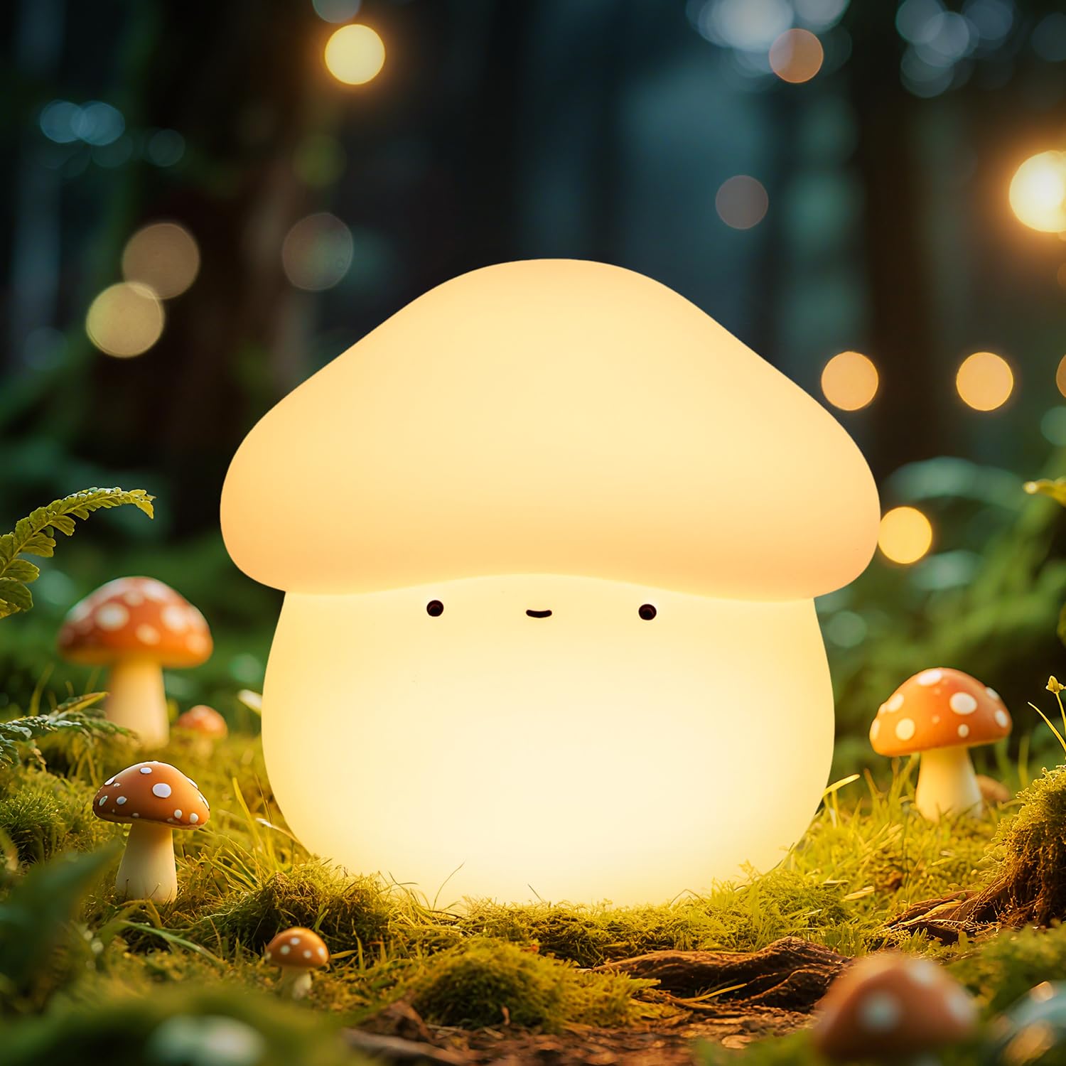 Mubarek Mushroom Lamp  Timer Mushroom Night Light for Kids  Dimmable & Easy Control Cute Lamp  Squishy Silicone Nightlight  Rechargeable Night Light for Baby Nursery  Cute Gifts Kawaii Decor