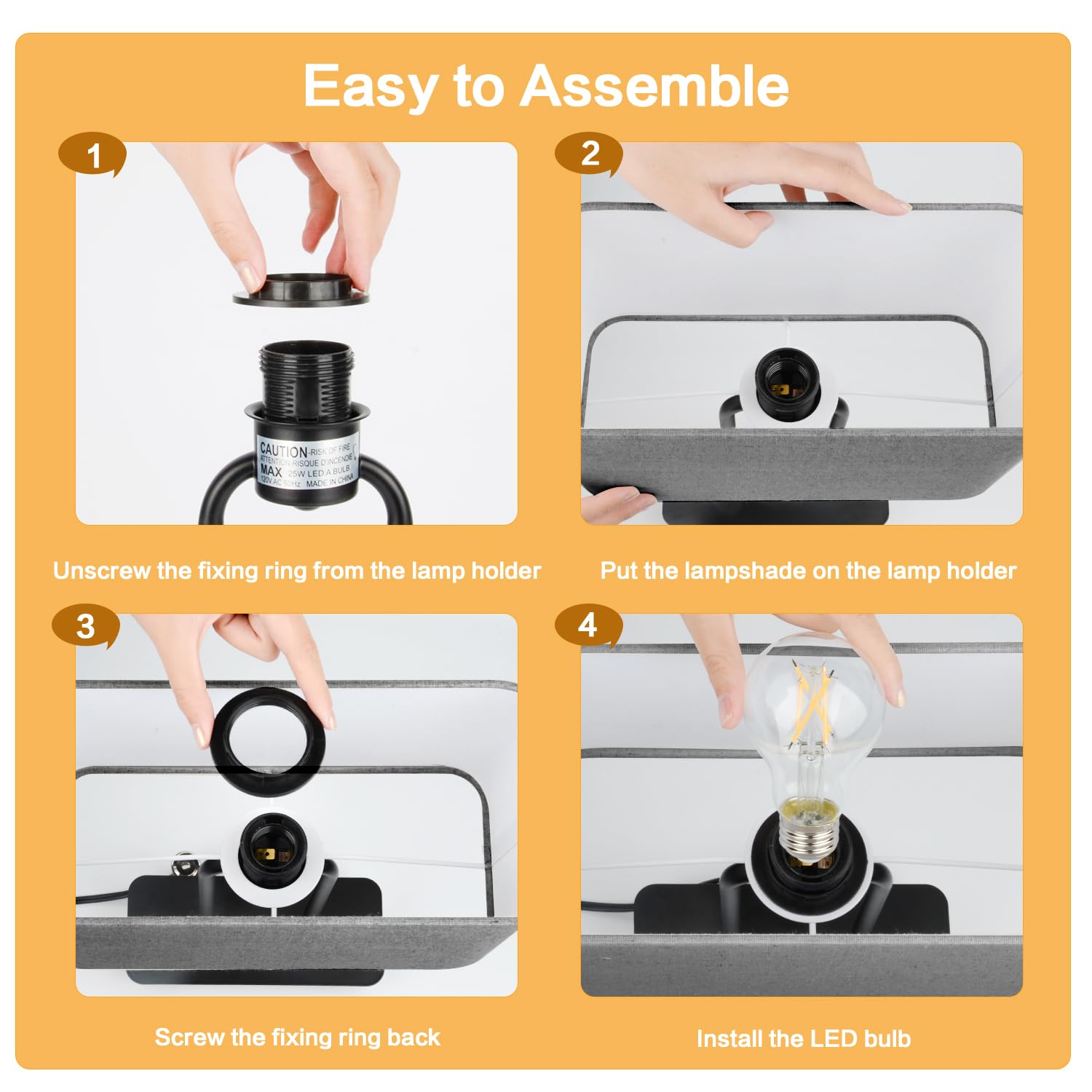 3-Way Dimmable Touch Control Table Lamp With Usb Ports And Ac Power Outlet Modern Bedside Nightstand Lamp Fabric Shade And Metal