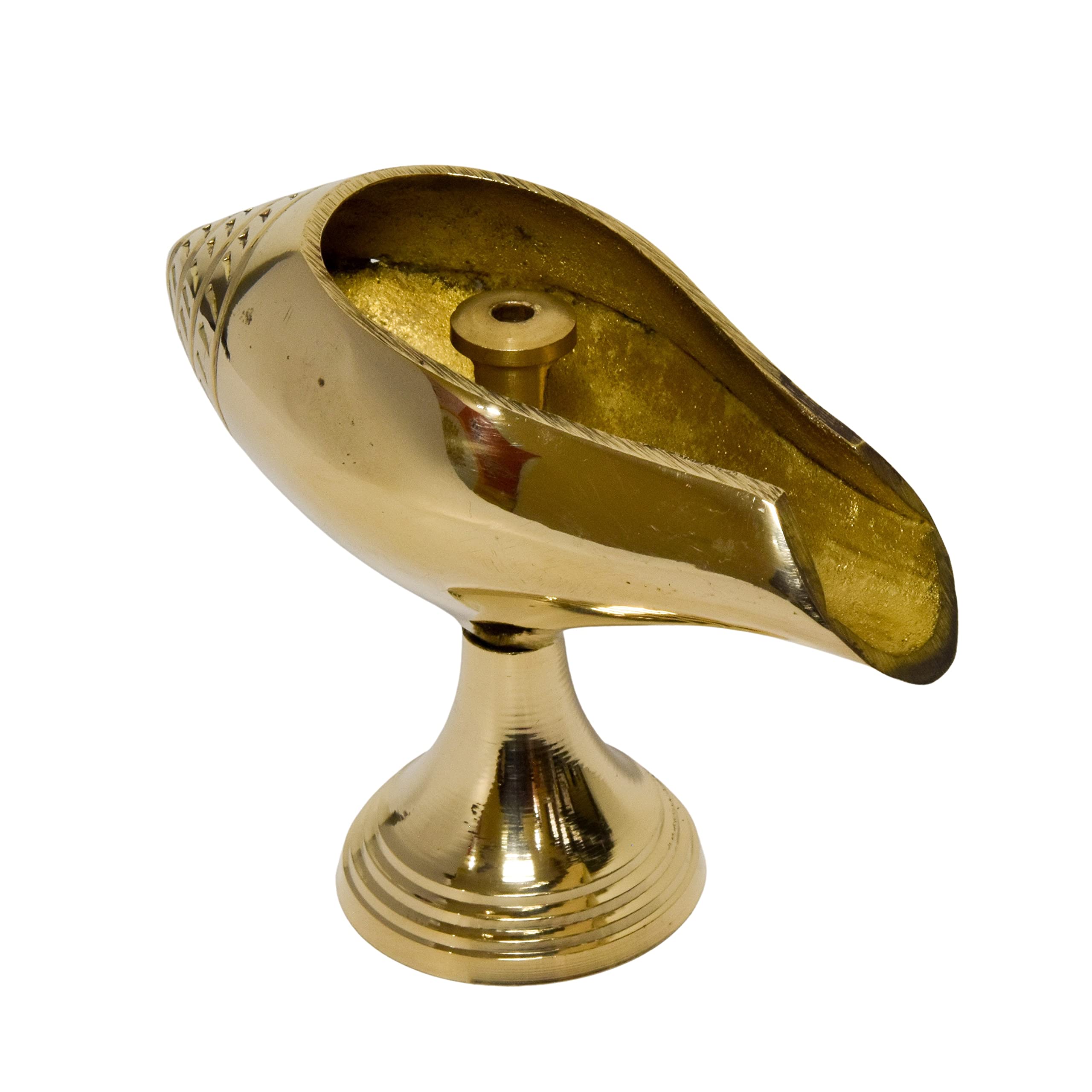 Bhimonee Decor Pure Brass Shank Design Table Diya, 3 inches , brass, Pack of 1 pc