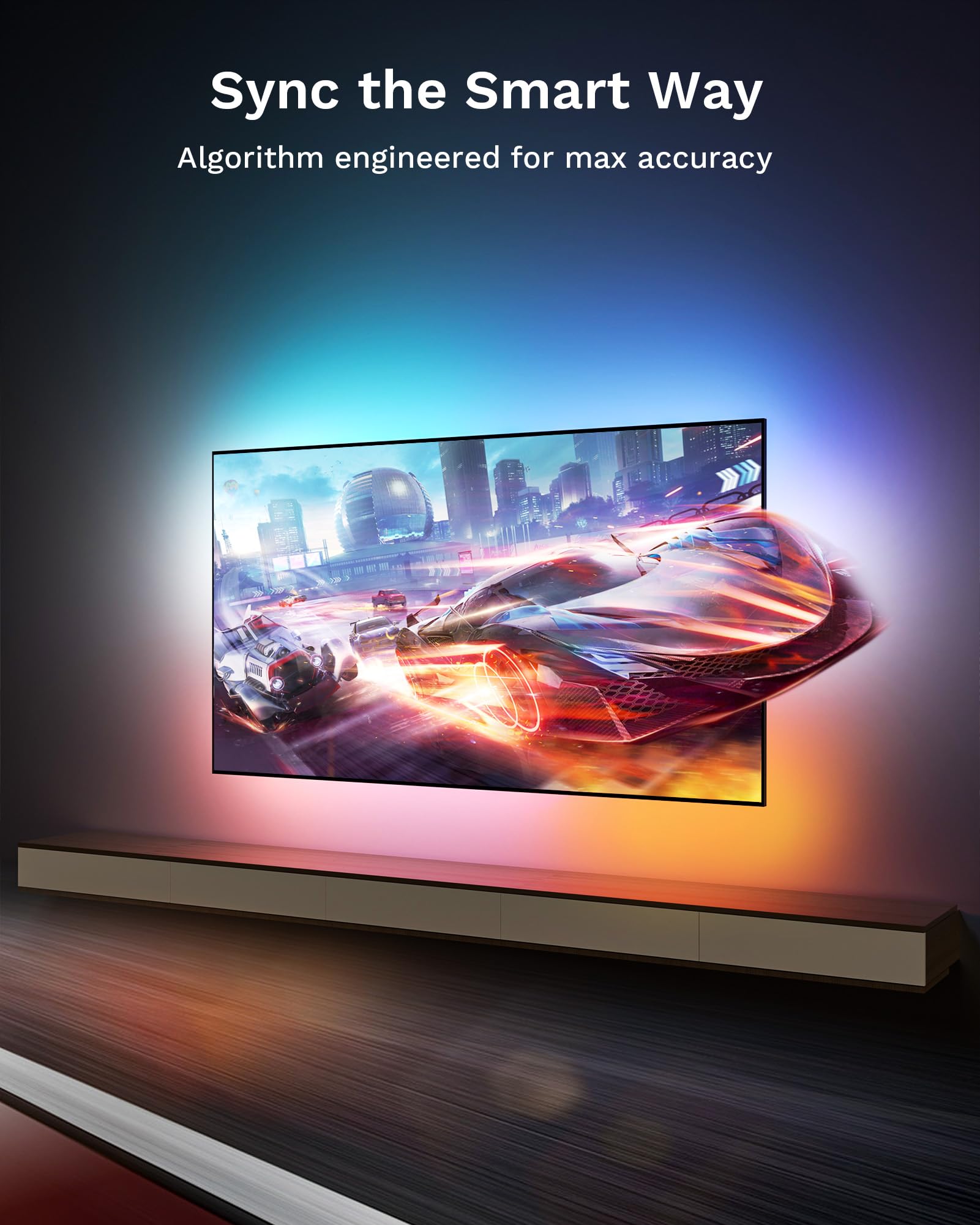 Lytmi TV LED Backlight with HDMI 2.0, RGBIC Sync Lights, For 25-55 Inch TVs, Multicolor, Model LDD31