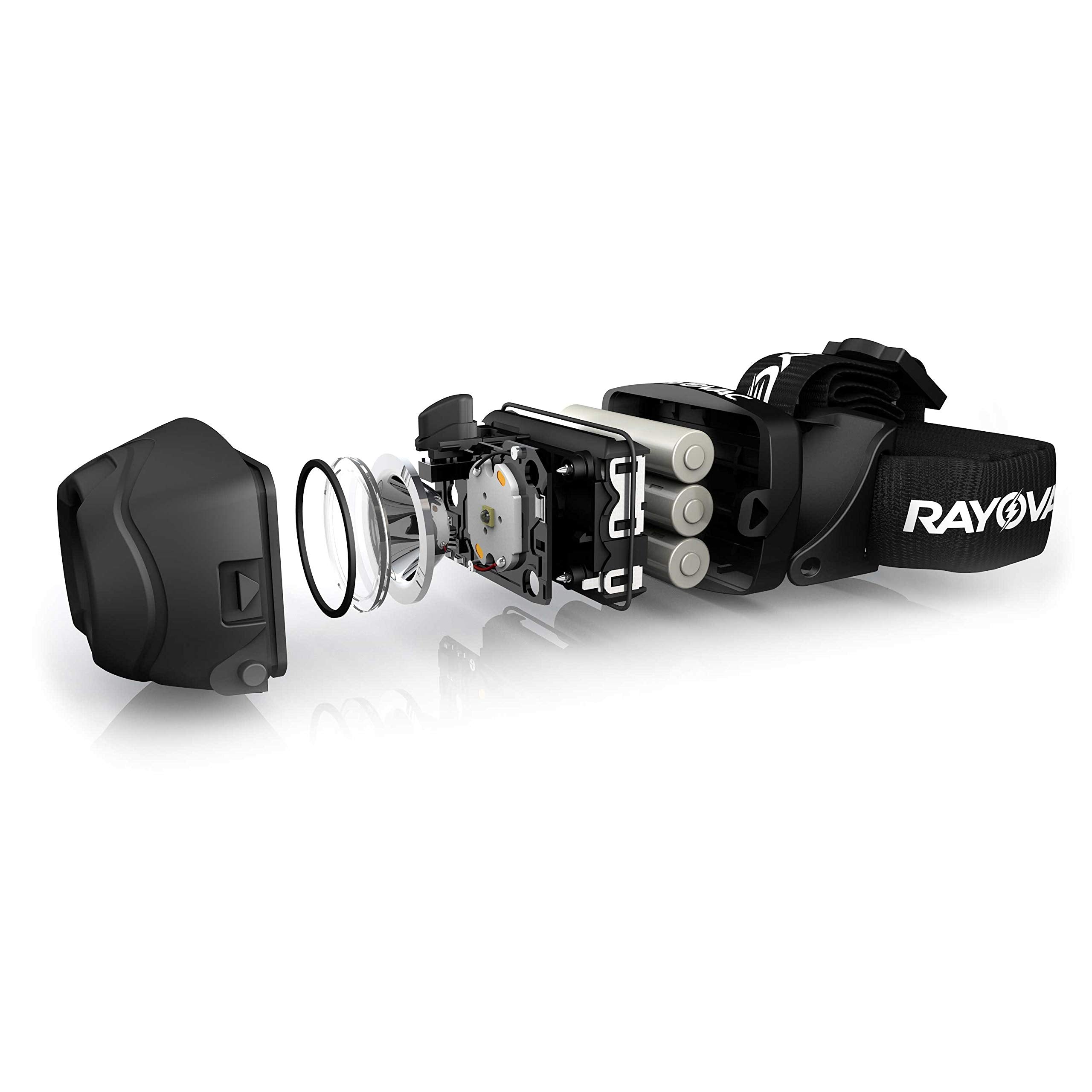 Rayovac LED Headlamp Flashlight, 350 Lumens, Aluminum, Standard Size, Black, Model DIYHPHL3AAA-BTA
