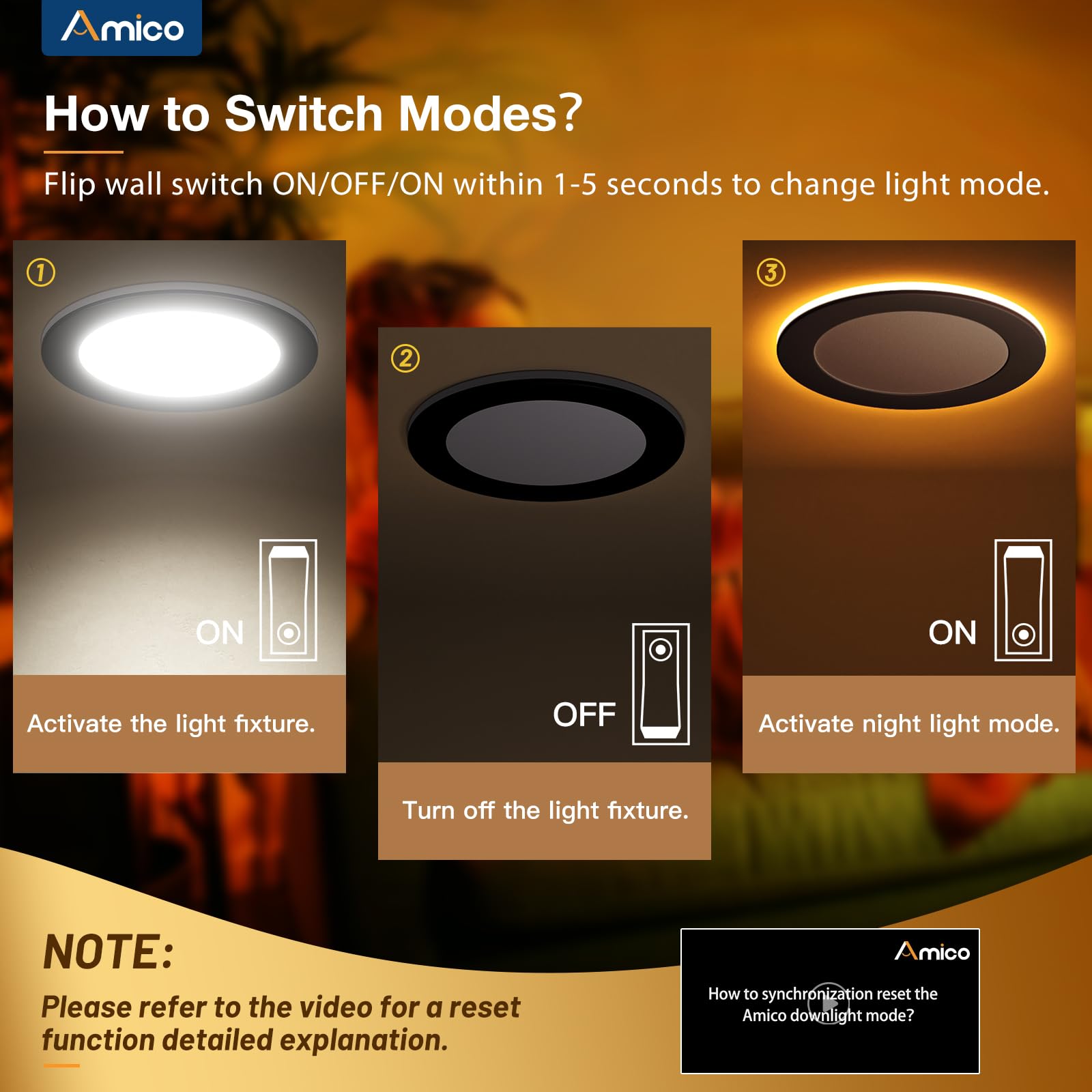 Amico 12 Pack Black 4 Inch 5Cct Led Recessed Ceiling Light With Night Light, 2700K/3000K/3500K/4000K/5000K Selectable Ultra-Thin