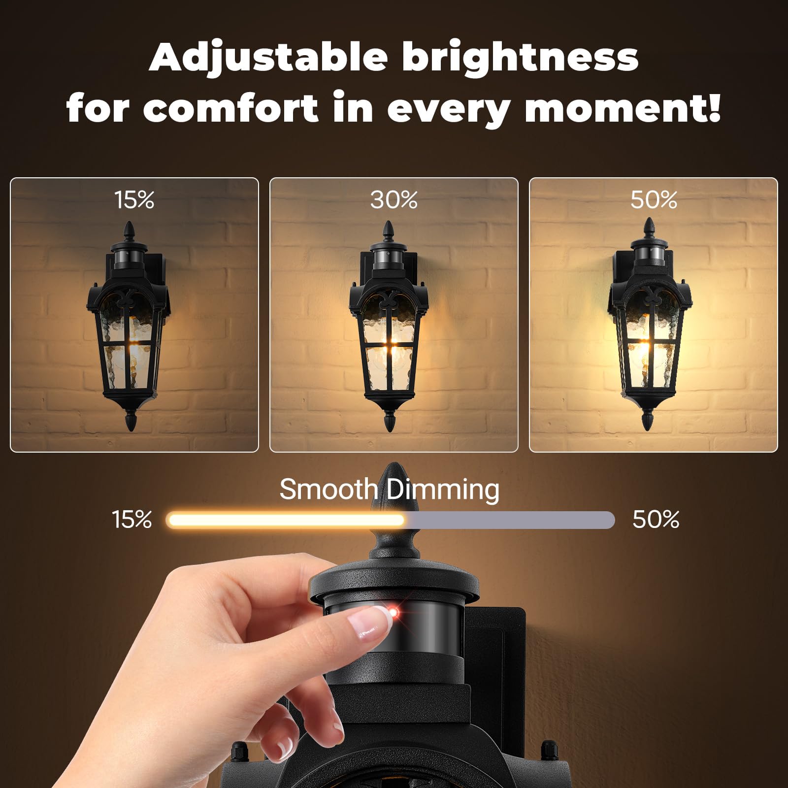 OPAXIS Motion Sensor Outdoor Light, 16.4" H, Black Aluminum, GFCI Outlet, Dusk to Dawn, Wall Mount for Garage Patio