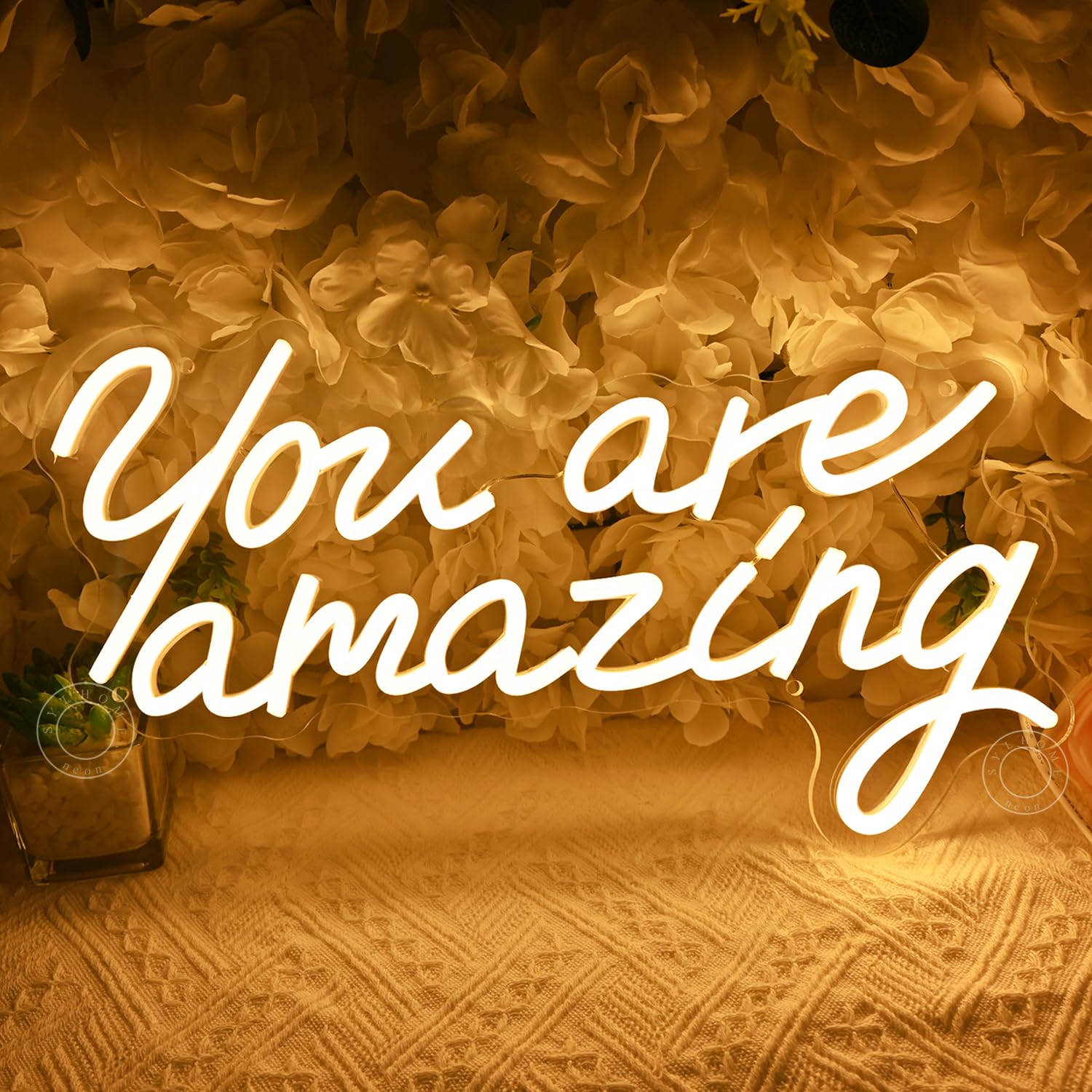 SYLHOME Neon Light Sign - You Are Amazing - Warm White Acrylic - 15.75in x 8.94in - Wall Decor for Girls Bedroom, Kids Room, Parties