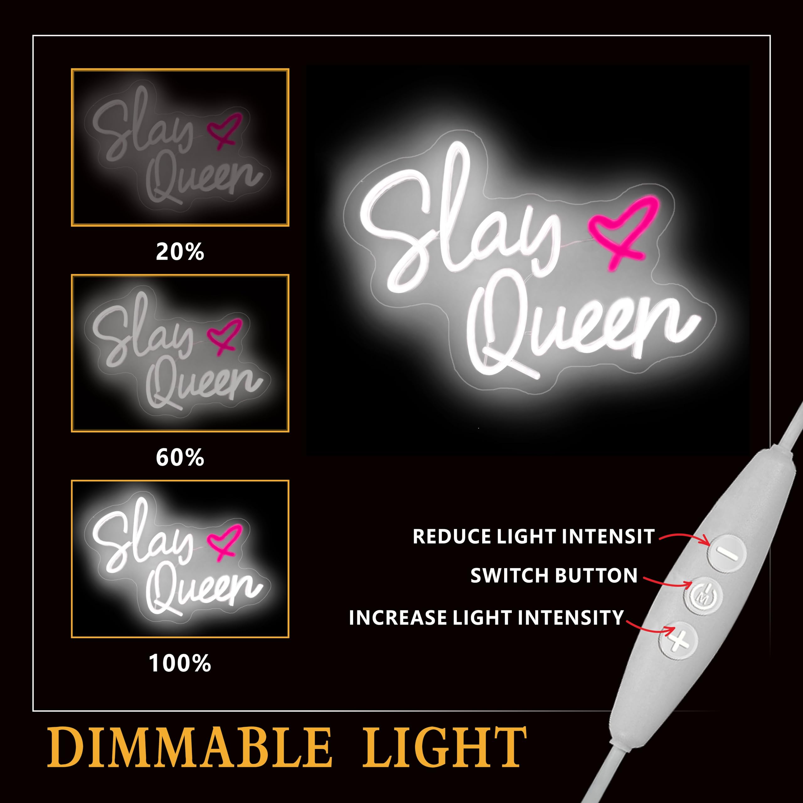 NINTHVEEN Neon Sign LED Light for Bedroom Wall Decor, Game Room, Birthday Gifts - Neon-Queen02