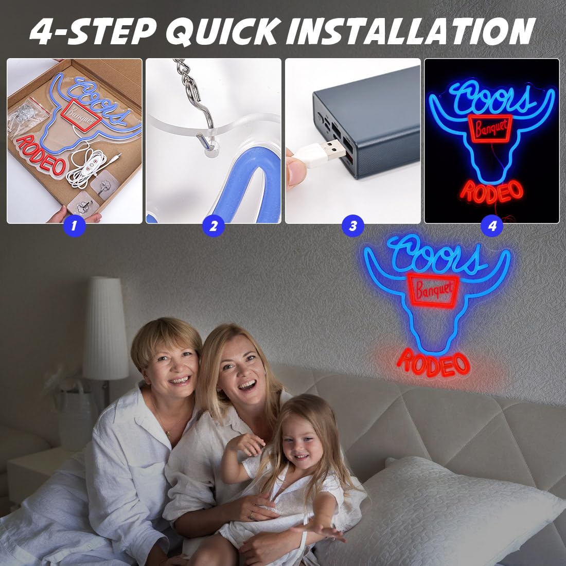 Yao Yun Candlelight Neon Sign, LED Wall Light for Bar & Bedroom, Dimmable, 12.6 x 12.2 inches, Blue & Red