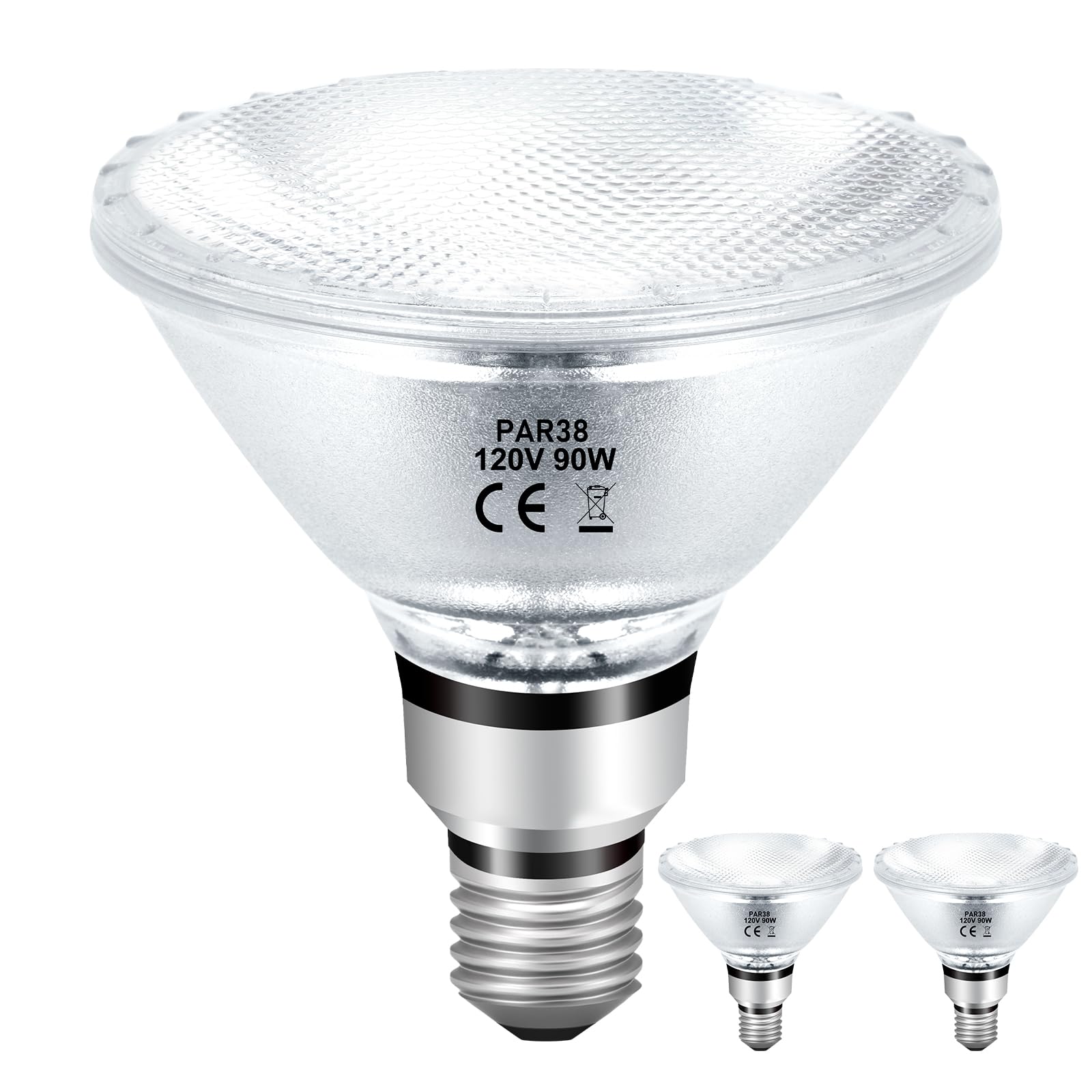 Jaenmsa Par38 Halogen Flood Light Bulbs 90W 120V, 2Pcs Par38 Halogen Light Bulbs With E26 Base, 2800K Warm White, 4050 Lumens Fo