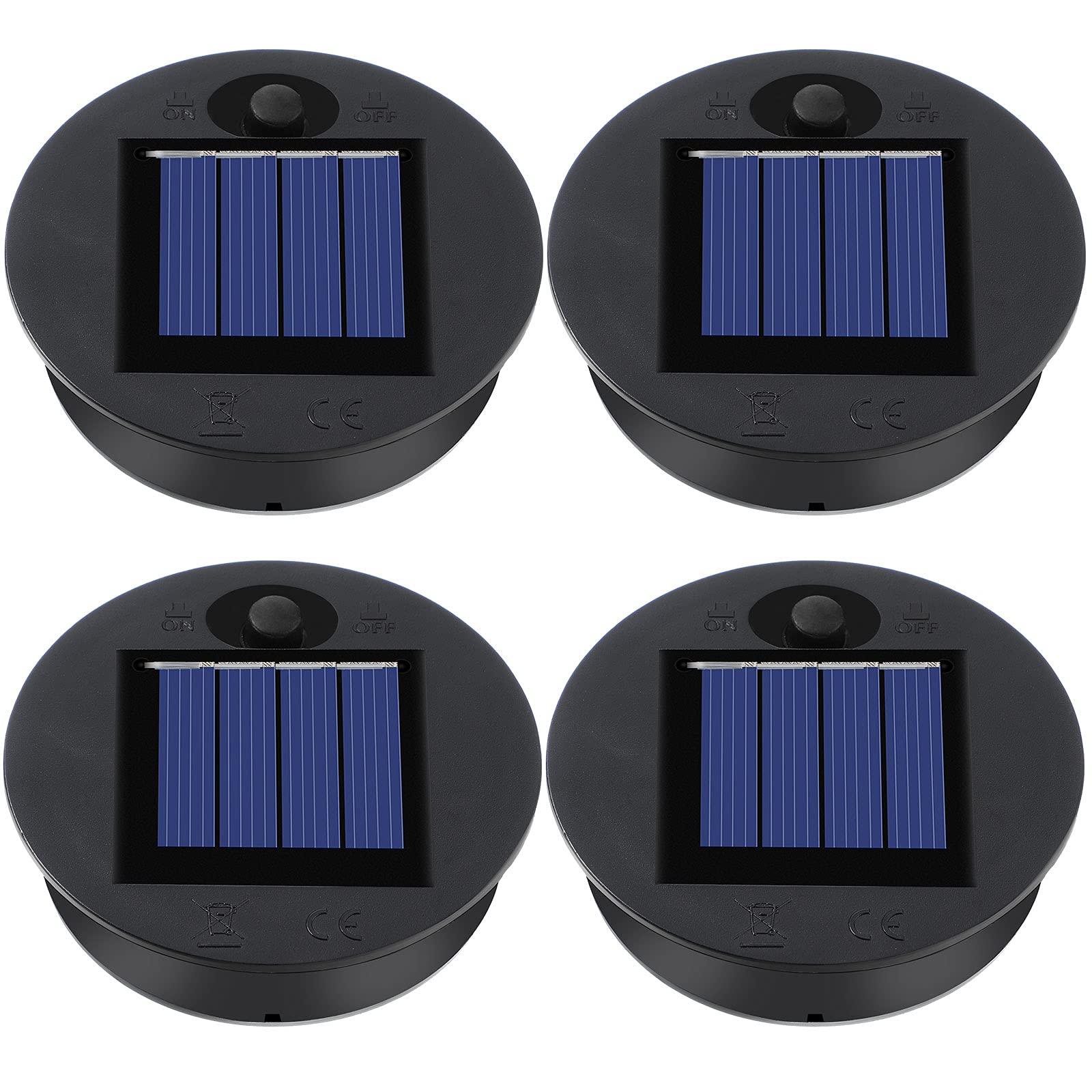 Frienda Solar Light Tops - 4 Pieces Replacement Lantern Parts, Waterproof, 2.76 Inch Diameter, Black, Model BOY-Frienda-542622