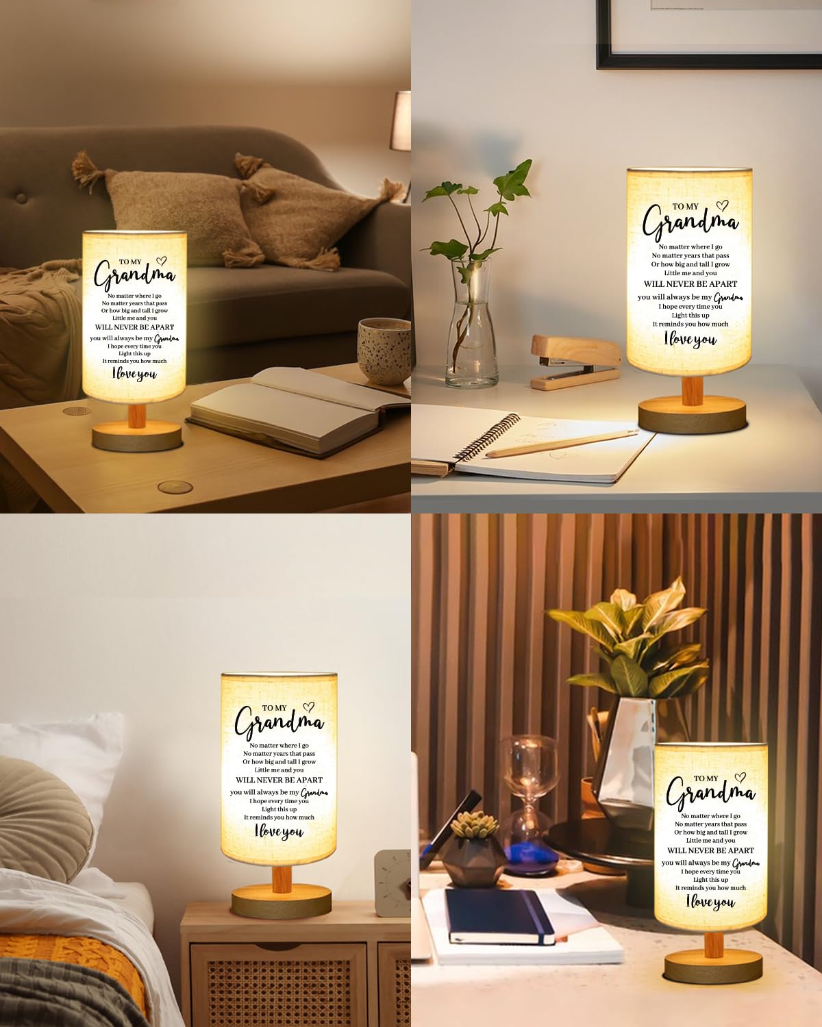 Birthday Gifts For Grandma From Grandkids, To My Grandma Fabric Table Lamp, Grandma Birthday Christmas Gifts, Bedside Table Lamp