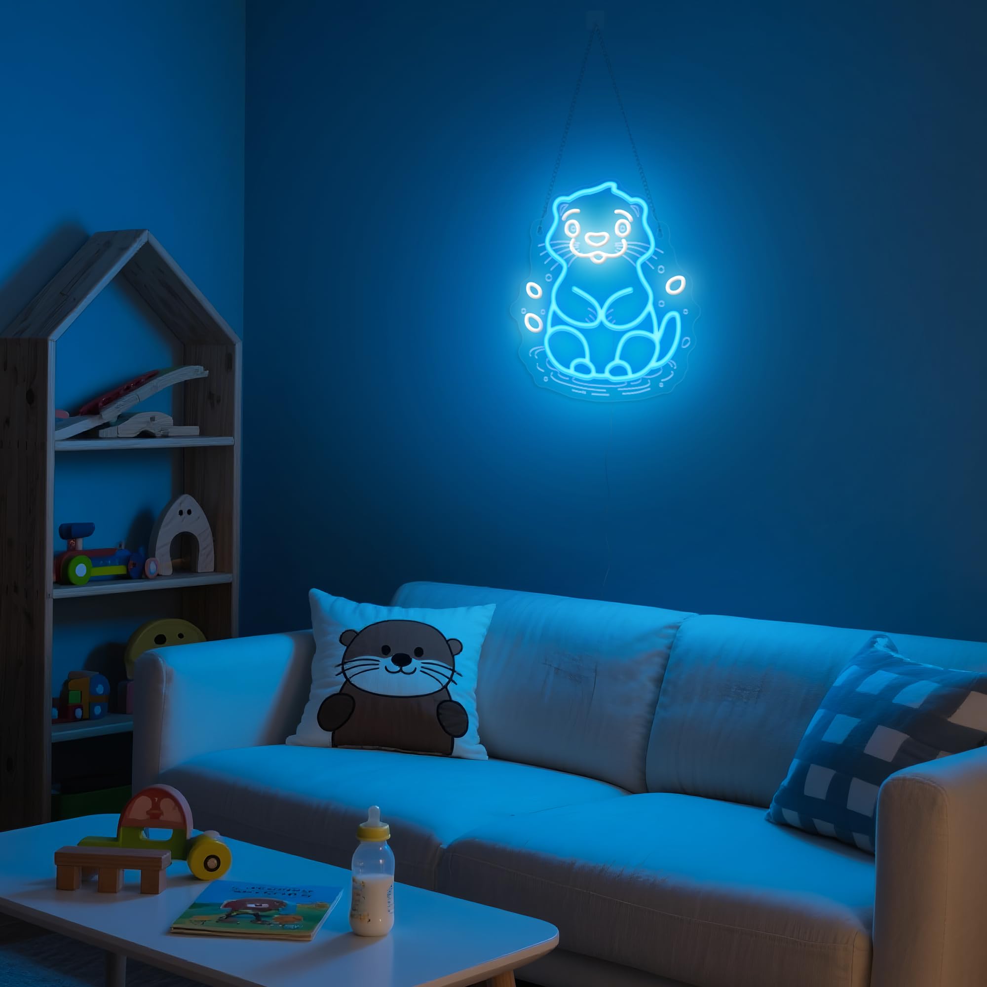 OkiyiD Sea Otter Neon Sign - USB-Powered Glass Wall Decor, 11.8" x 16.15", Perfect for Kids Bedroom & Gifts for Otter Lovers