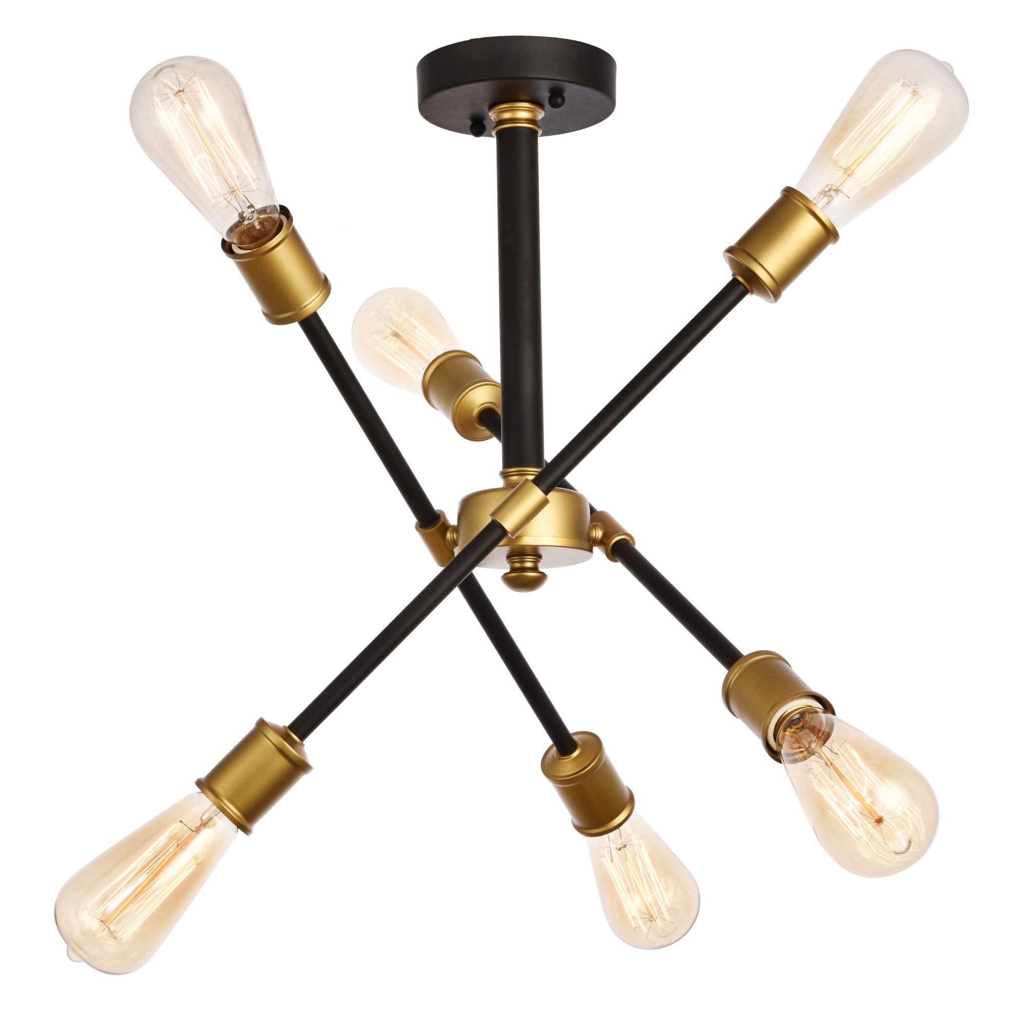 Elegant Lighting Axel Collection 6 Light Flushmount in Black and Brass Finish - 17.1D x 16.6H
