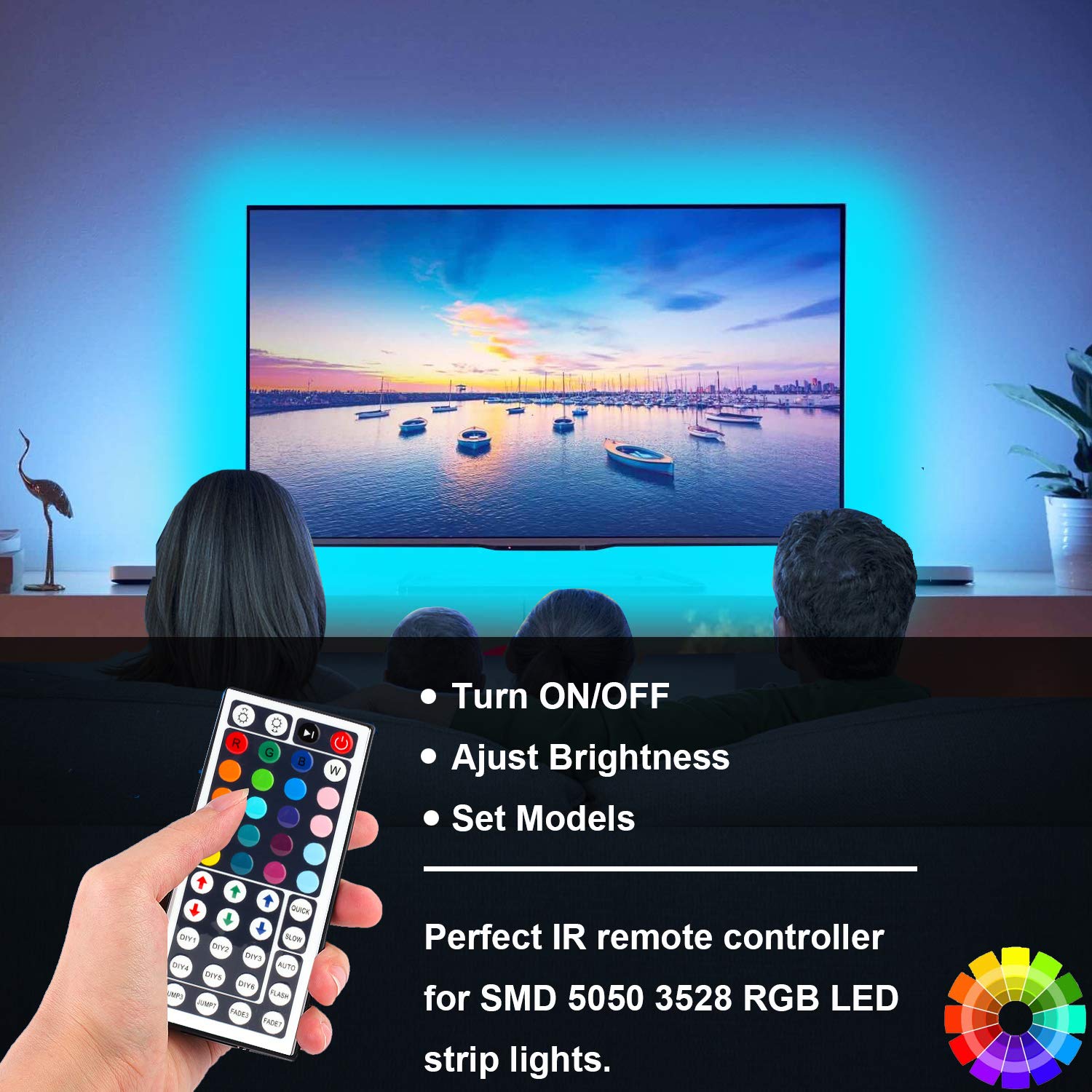 Supernight Rgb Led Light Strip Remote Controller, 44 Key Ir Remote, Model Sc-036, For Smd 5050 3528 Rope Lights, Brass Material