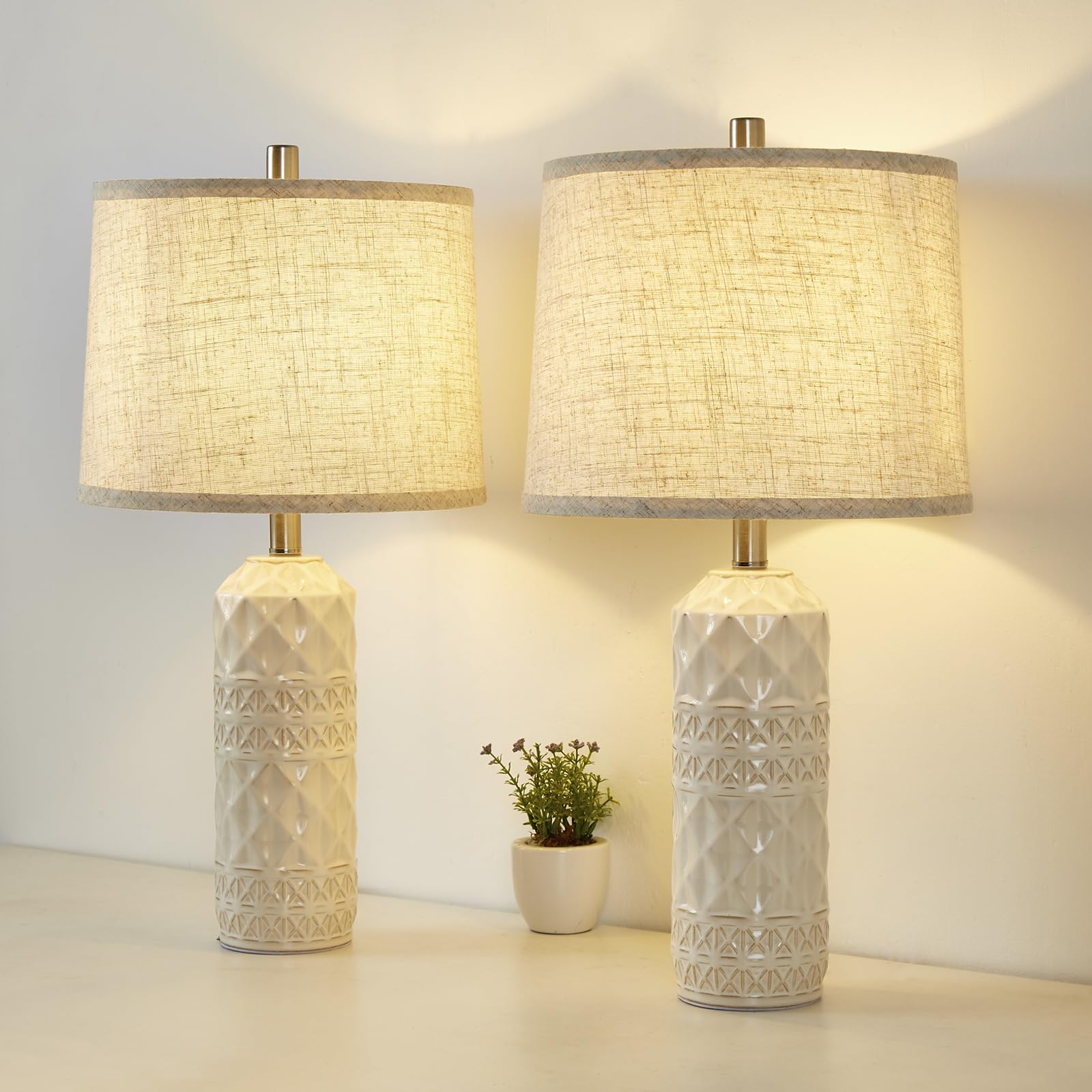 Set Of 2 Drum Lamp Shade 11.6" Top X 12.6" Bottom X 9.8" High (Spider) Oatmeal Linen For Table Lamps & Floor Lamps Replacement Lampshade By Onext