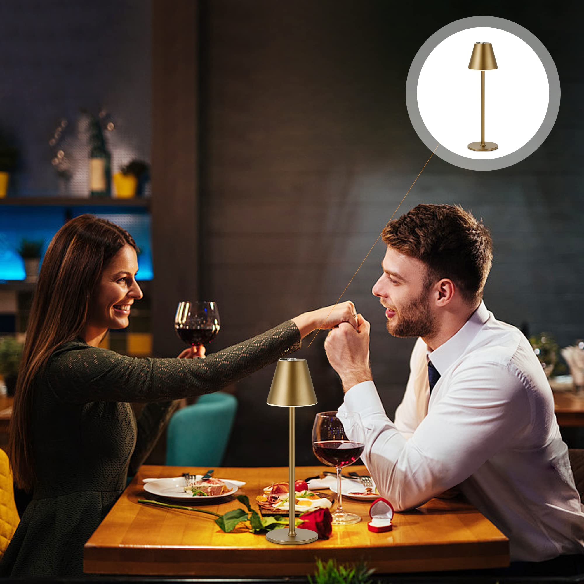 Timjorman LED Cordless Table Lamp - 4000mAh Rechargeable, 3-Level Brightness, Minimalist Design, Bronze, 4 Pack