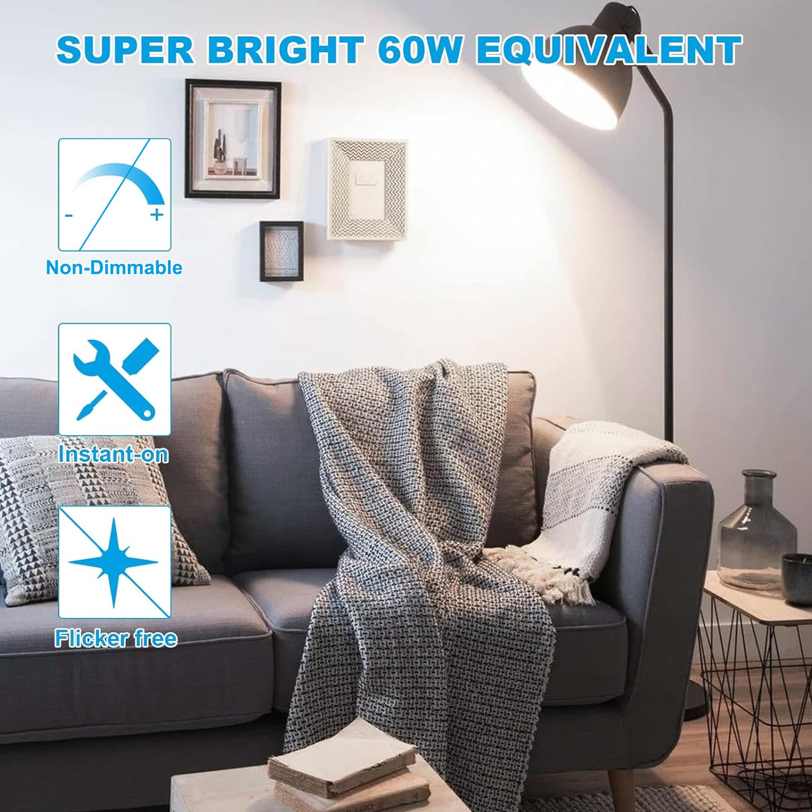 Morninglight 6 Pack A15 Led Bulbs 60 Watt Equivalent, Neutral White 4000K, E26 Base, Non-Dimmable, 6.5W 600 Lumens Bulb, A15 6.5