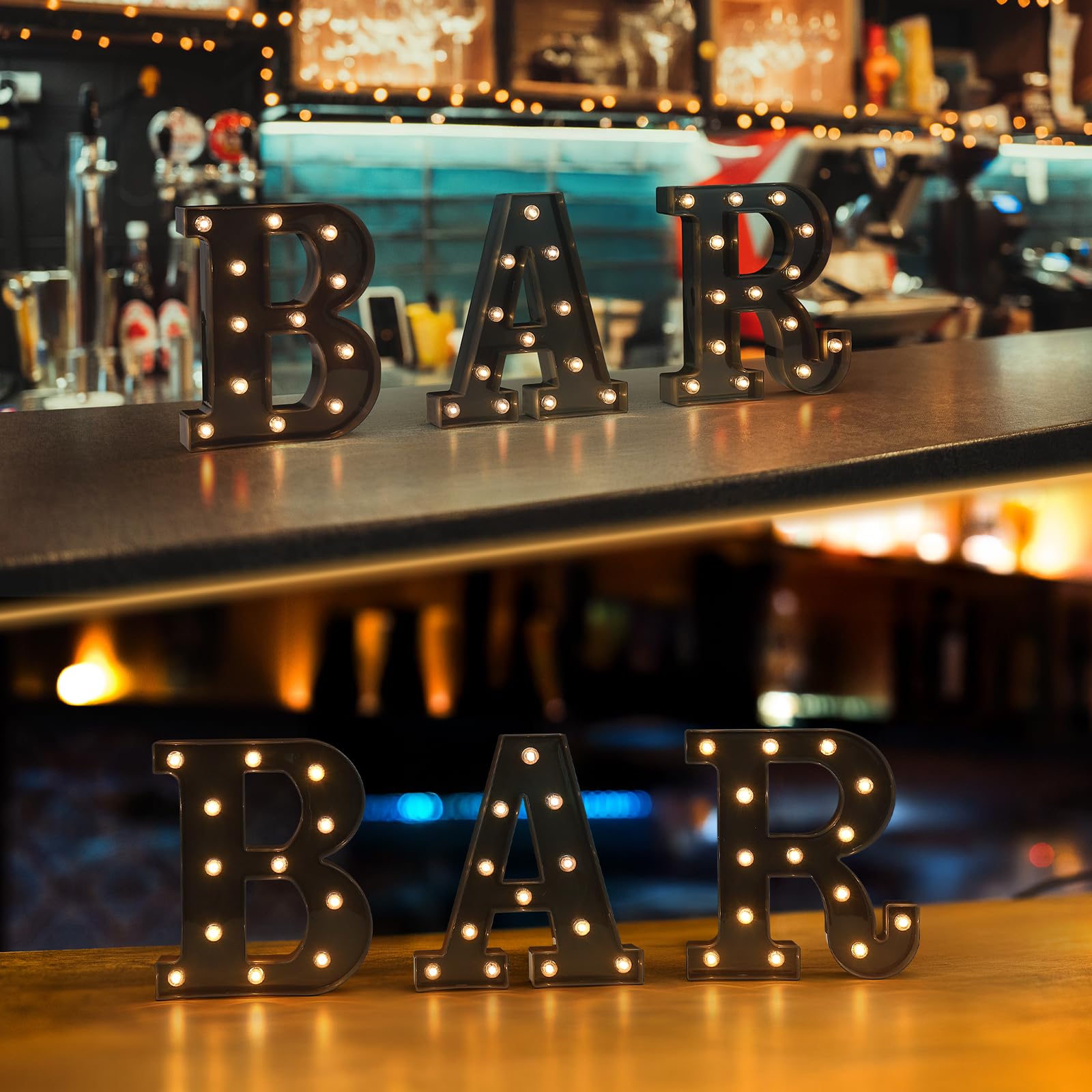 Foaky LED Letter Lights - Battery Operated Black Alphabet Lights for Room Decor - Model Black-25, Size Y