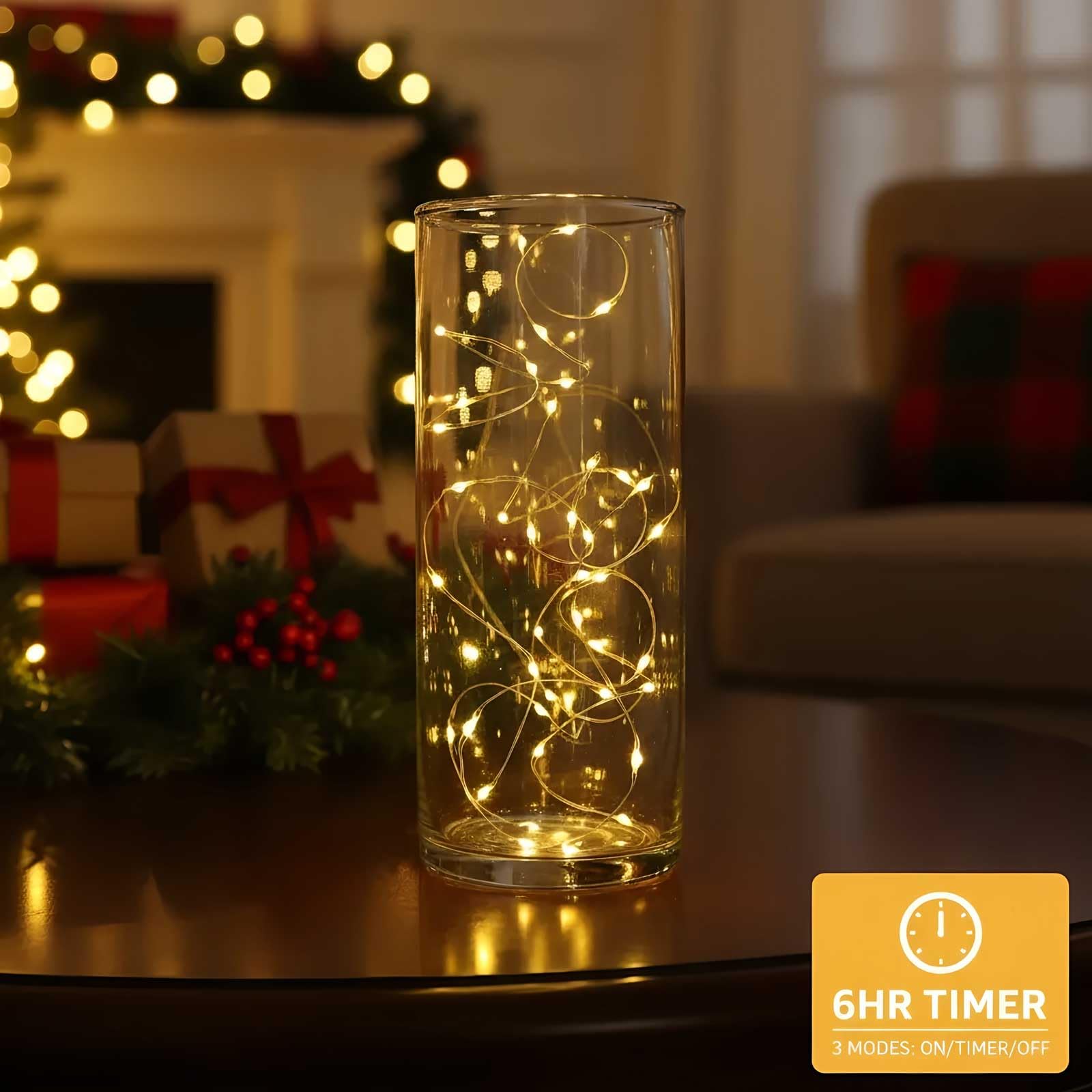 QBIS Fairy Lights Battery Operated, 40 Micro LEDs, 6.5ft, Silver Wire, Warm White, 2 Pack, Model M40STR-BAT-WW-SL-2