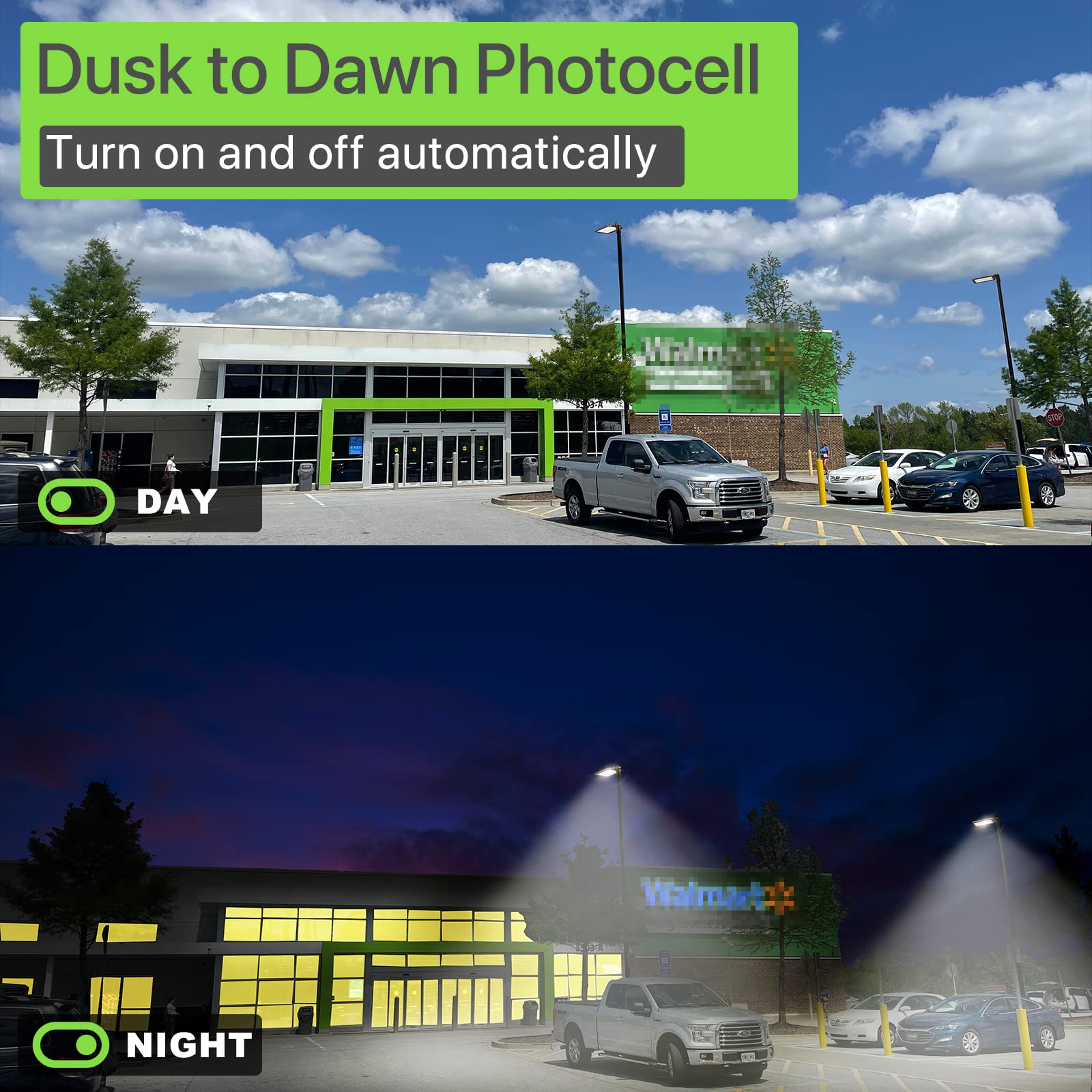 Glitgate 300W LED Parking Lot Lights, 45000LM, 5000K, Adjustable Mount, Dusk to Dawn, ETL Listed, 2 Pack, Brown, Aluminum