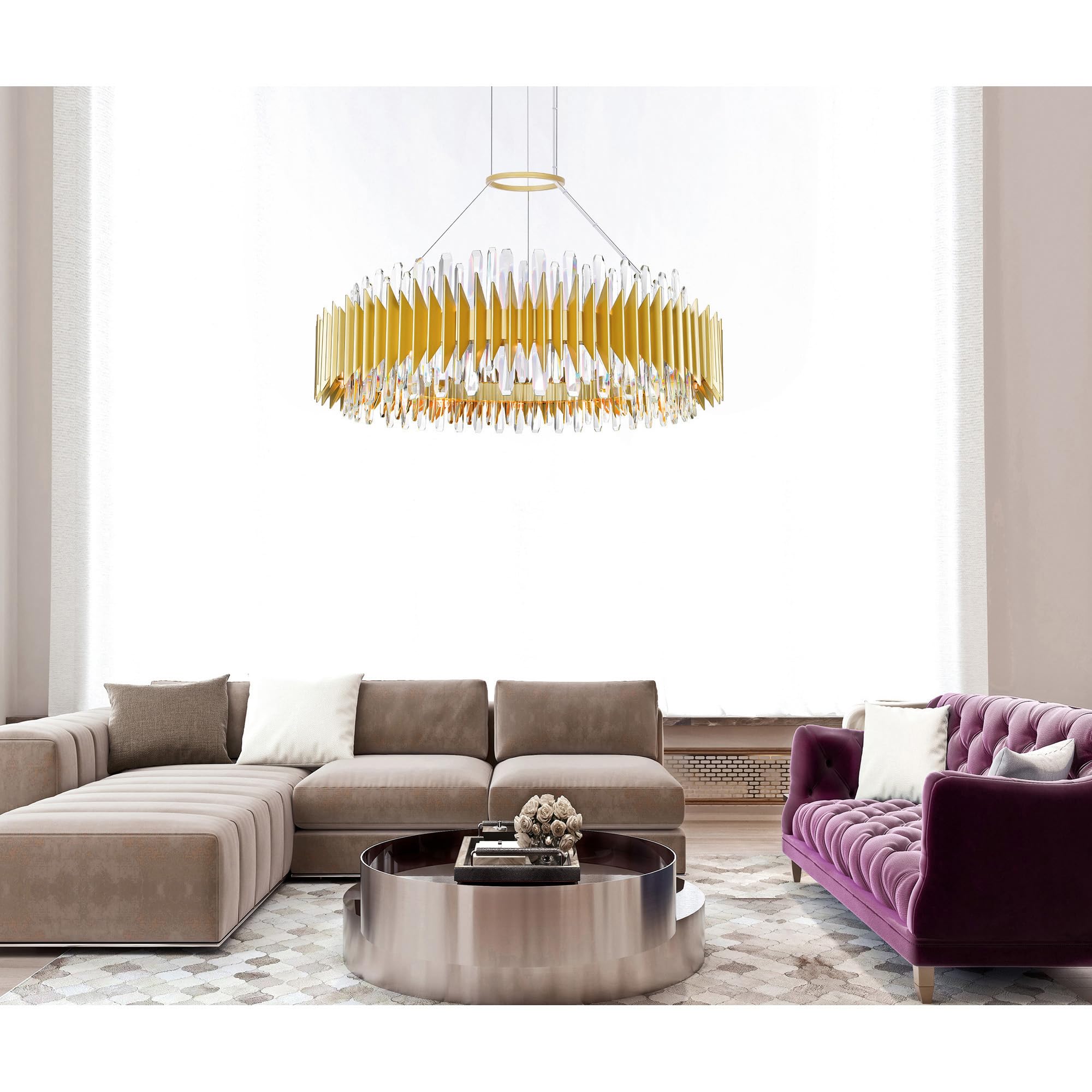Cwi Lighting Cityscape 24-Light Satin Gold Metal Chandelier - Contemporary Design