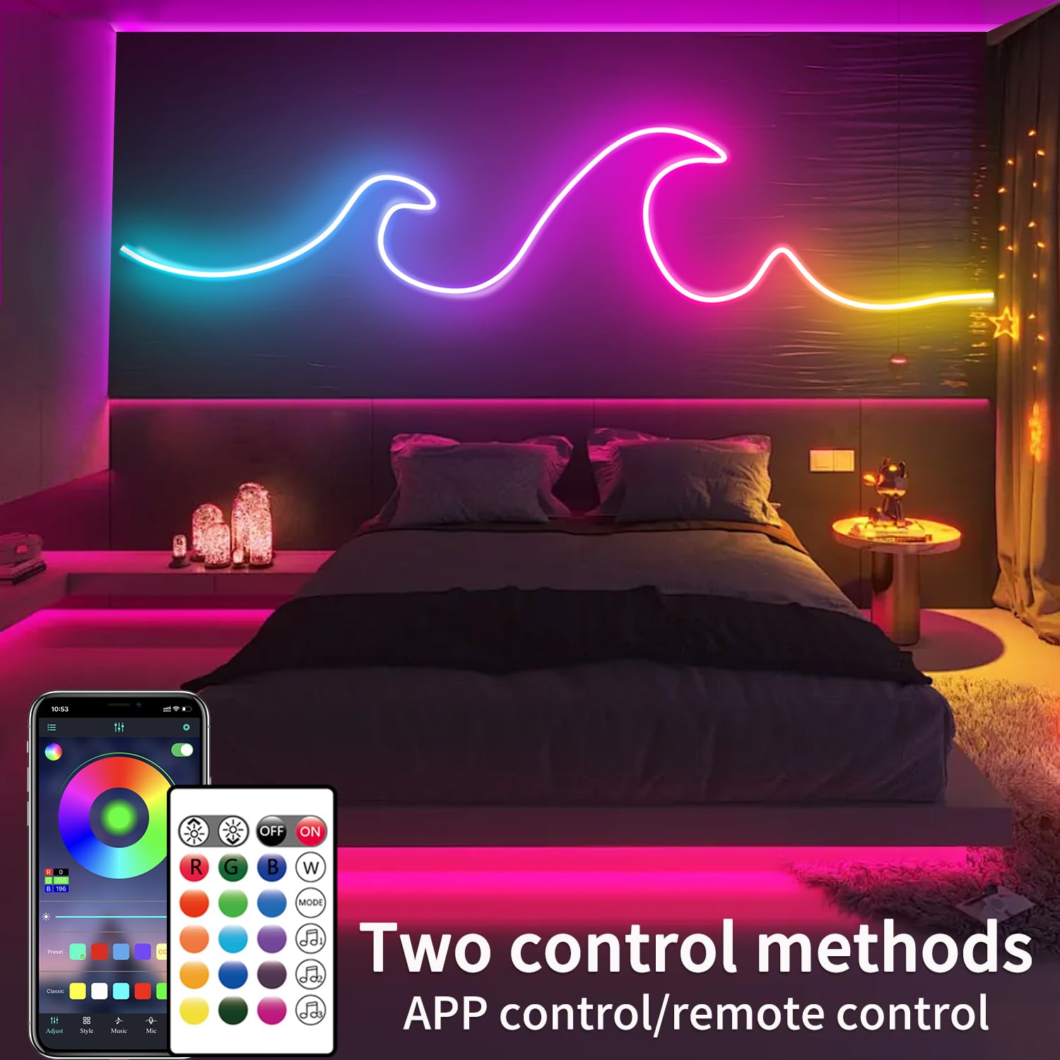 Segrass 16.4Ft Led Neon Rope Lights Control With App/Remote,Flexible Led Rope Lights,Multiple Modes,Ip65 Outdoor Rgb Neon Lights