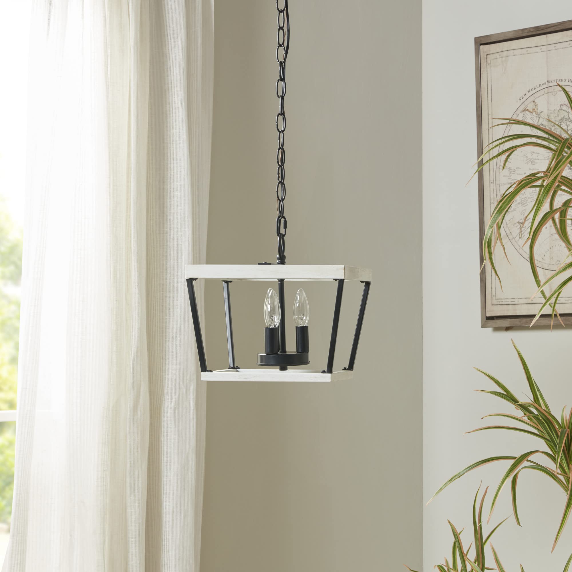 INK+IVY Adele Modern Pendant Light Fixtures for Kitchen Island, Adjustable 3 Bulb Hanging Ceiling Lamp with Black Metal and Whit