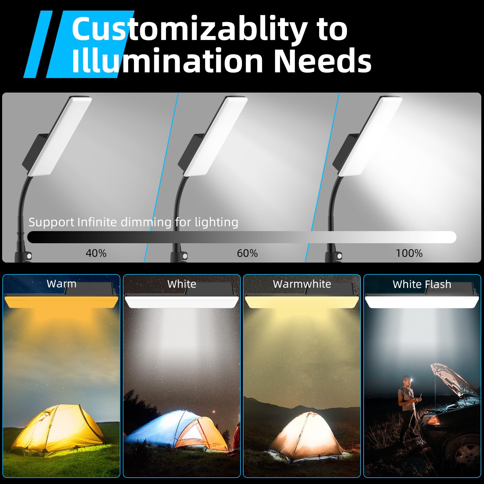 SUDISER Camping Light Telescoping Lantern 10000mAh Rechargeable Tripod 6Ft Black Model 003