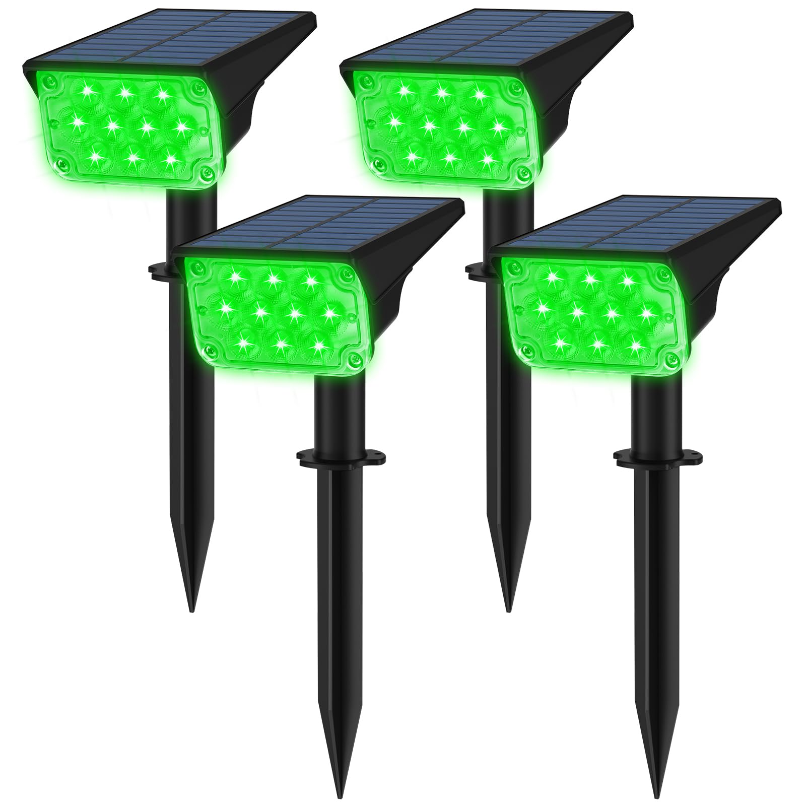 T-SUNUS Green Solar Spot Lights Outdoor, Waterproof IP65, Dusk to Dawn, 4 Pack