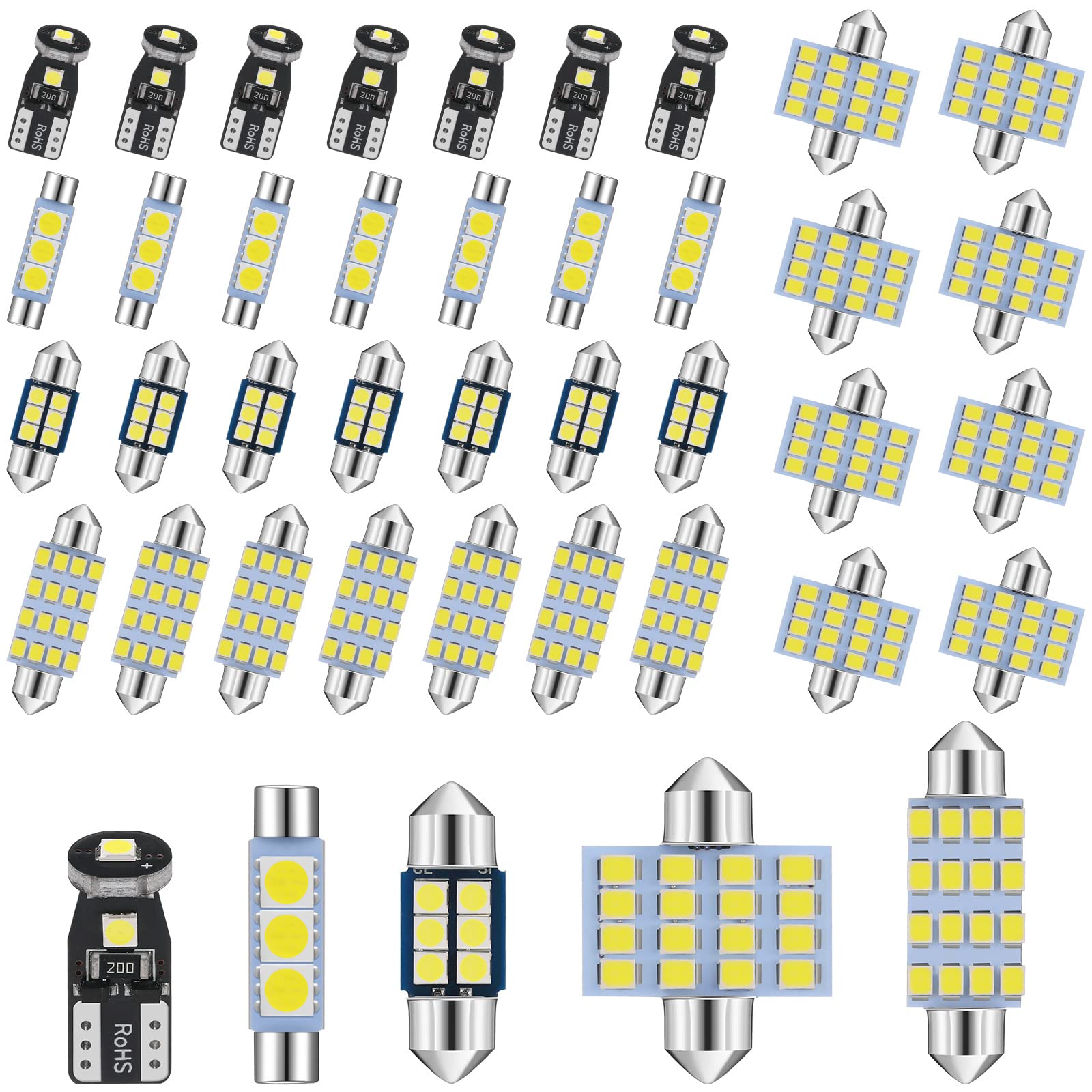50 Pieces Led Car Bulb Kit T6 T10 28 Mm 31 Mm 41 Mm Led Dome Light Interior Car Lights Led Bulbs For Car Interiors Map Dome Trunk Cargo Door Courtesy License Plate Light