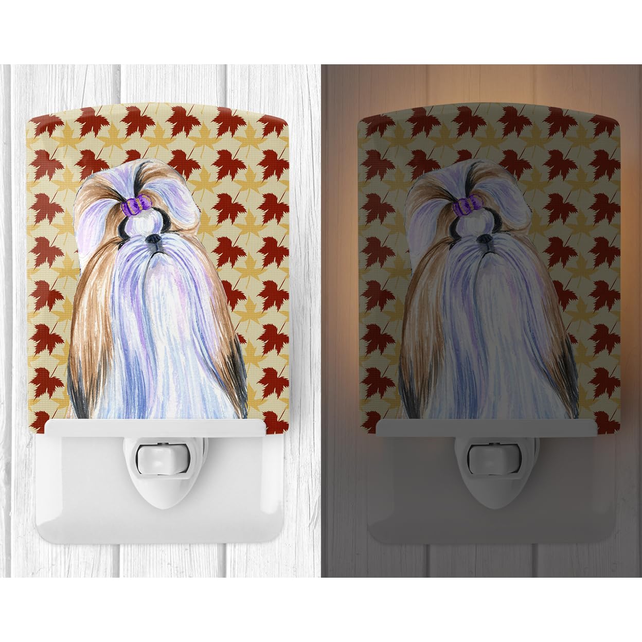 Carolines Treasures Ceramic Night Light, Shih Tzu Fall Leaves Portrait, UL-Certified, 6x4x3, Multicolor, Model SS4391CNL