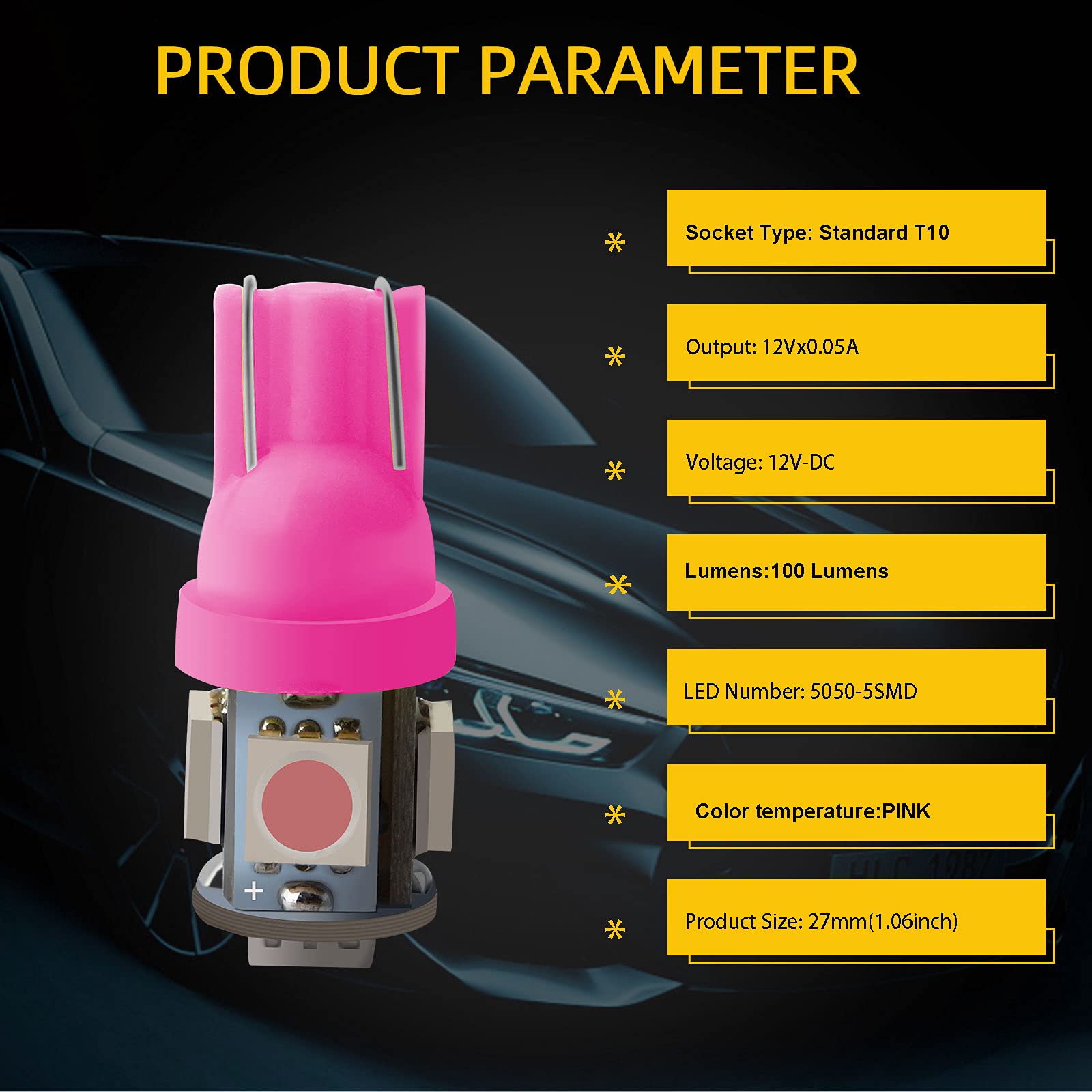 EverBright T10 194 Led Bulb 168 W5W 2825 LED Bulb for Car Interior Lights Dome Map Trunk Light License Plate Light Lamp 5050 5SM