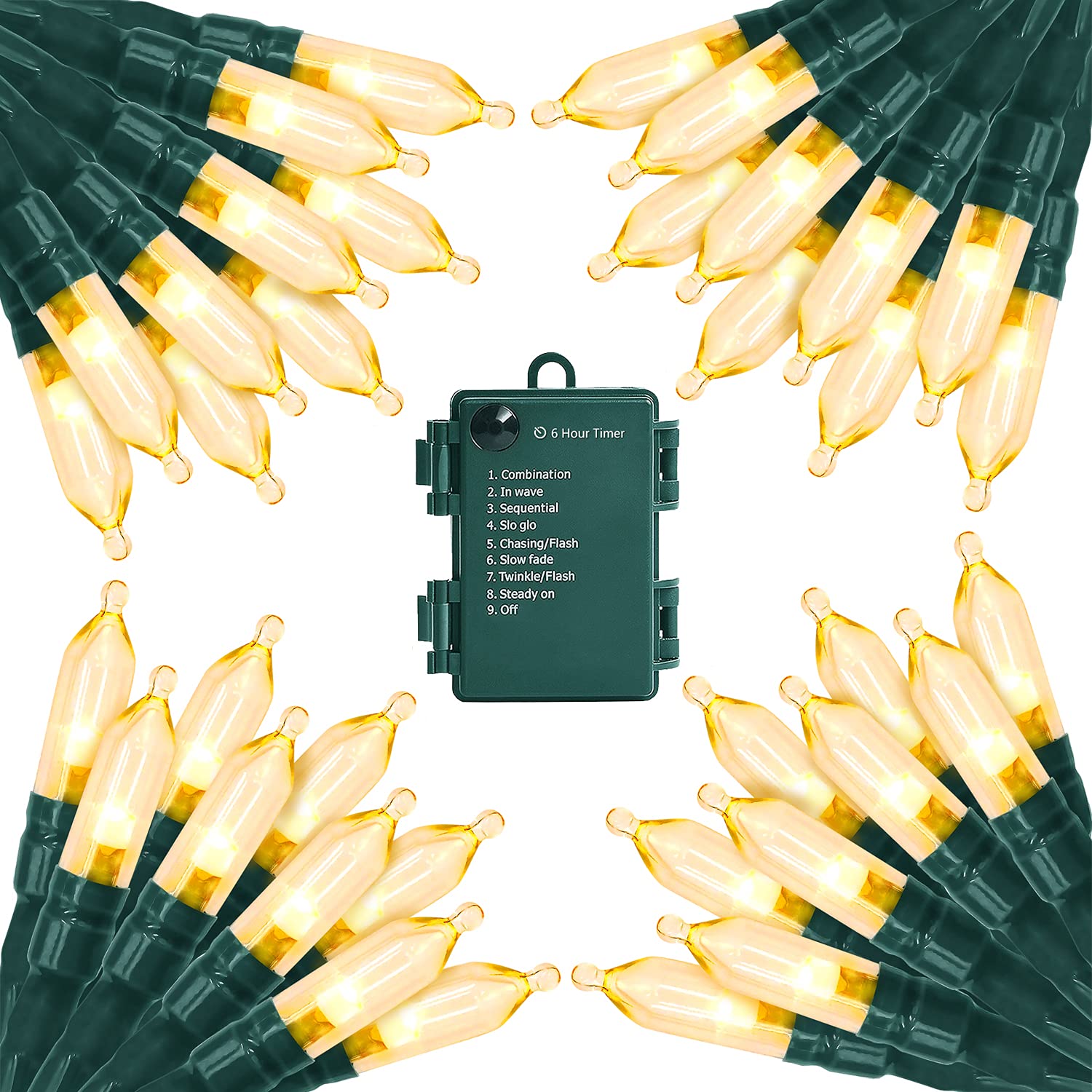 MASHANG Christmas Lights, 18ft 50 LED Outdoor String Lights with Timer & 8 Modes, 3AA Battery Operated Waterproof String Light f